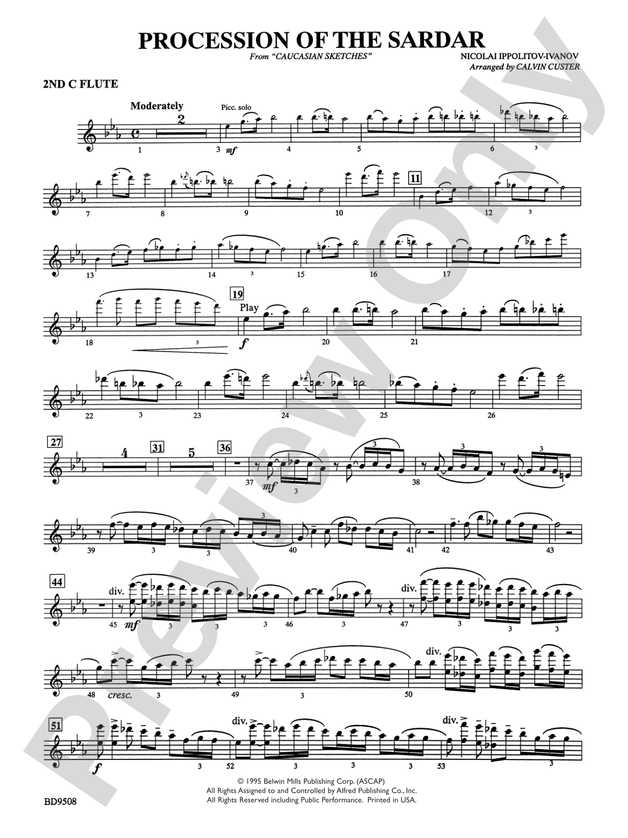 Procession of the Sardar (from Caucasian Sketches): 2nd Flute