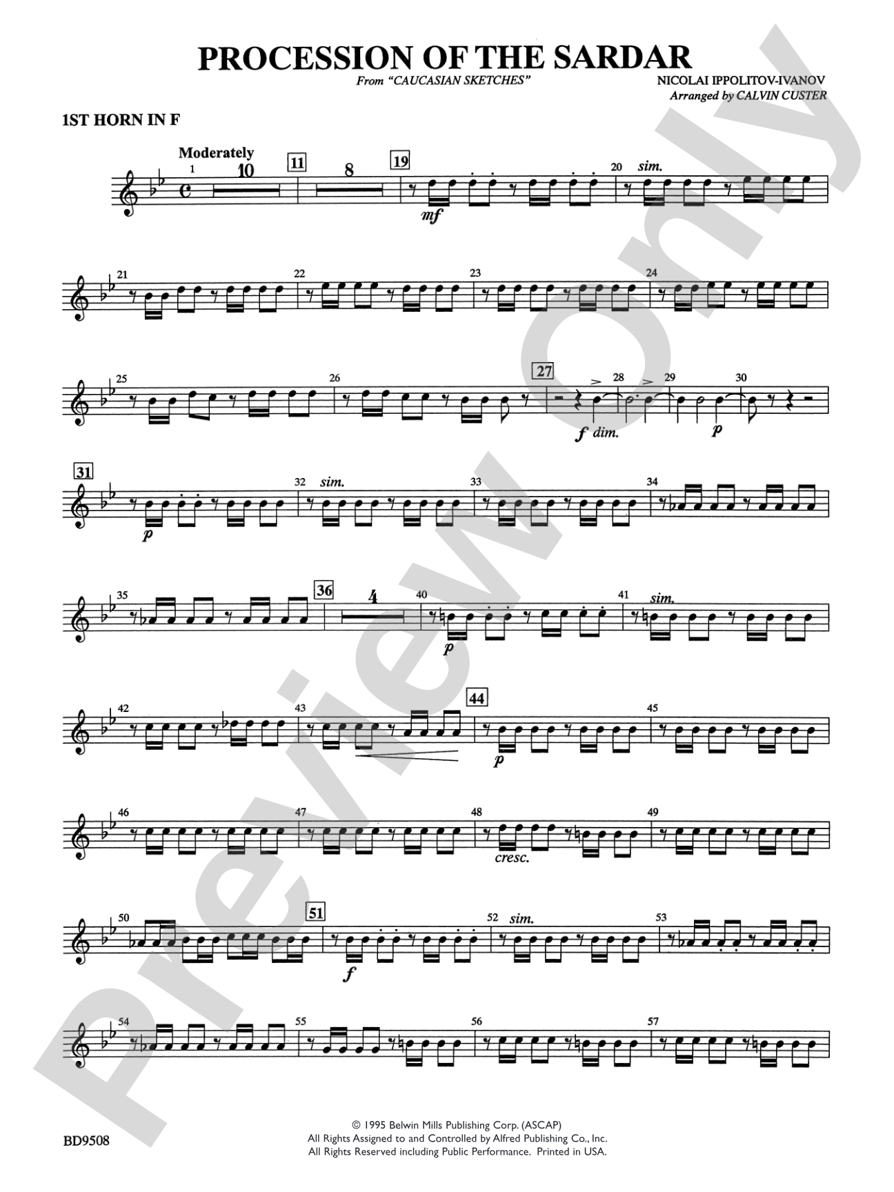 Procession of the Sardar (from Caucasian Sketches): 1st F Horn