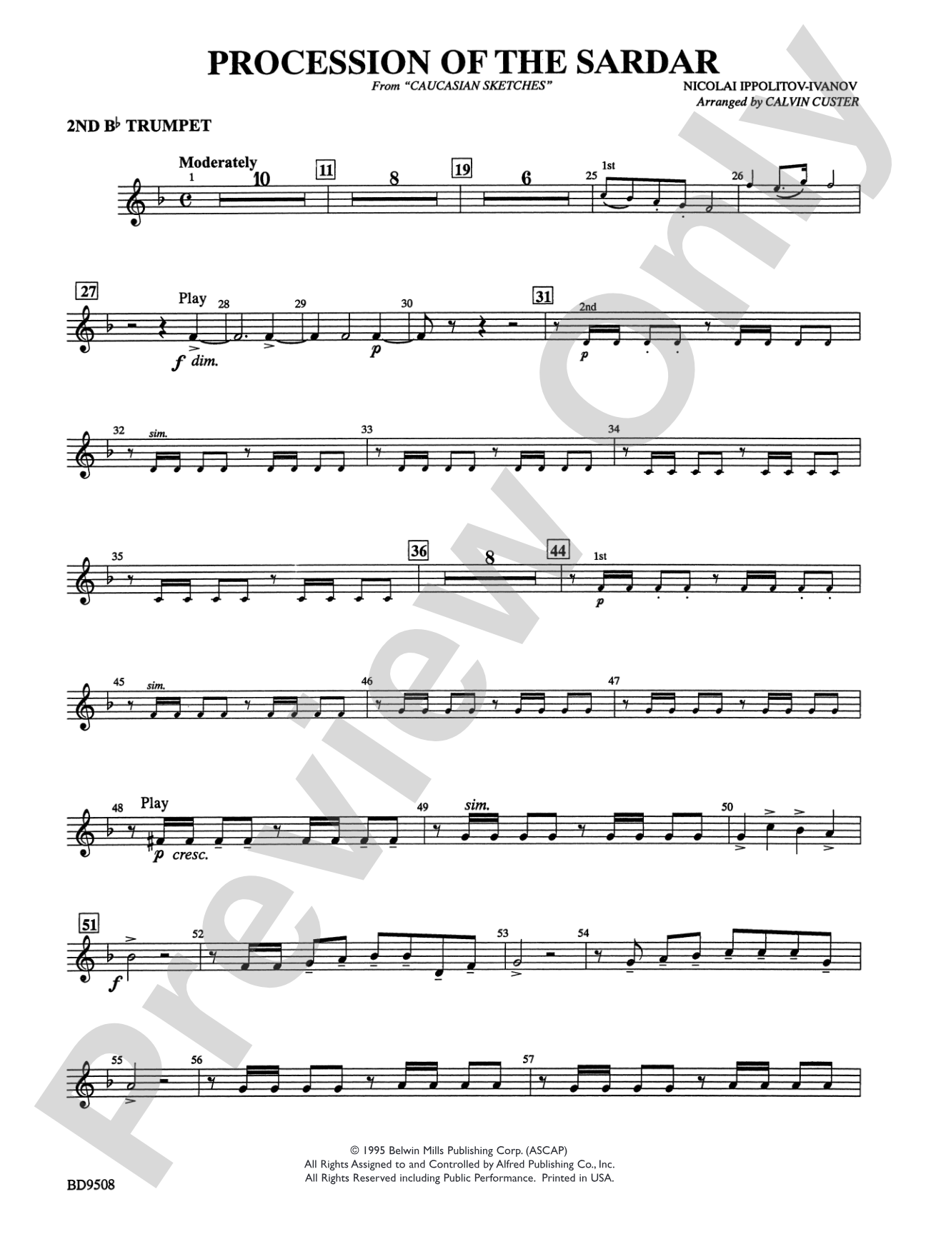 Procession of the Sardar (from Caucasian Sketches): 2nd B-flat Trumpet