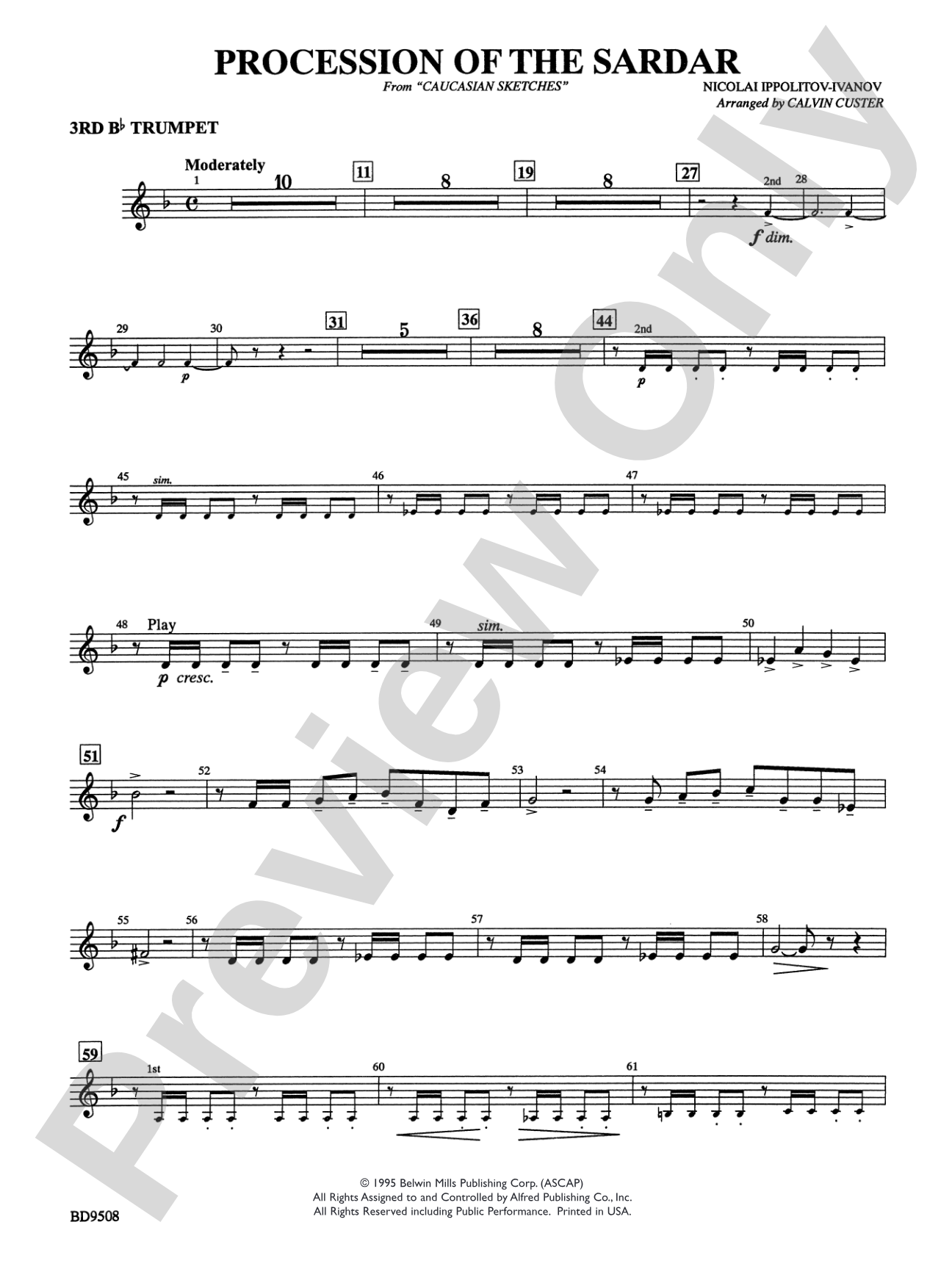 Procession of the Sardar (from Caucasian Sketches): 3rd B-flat Trumpet