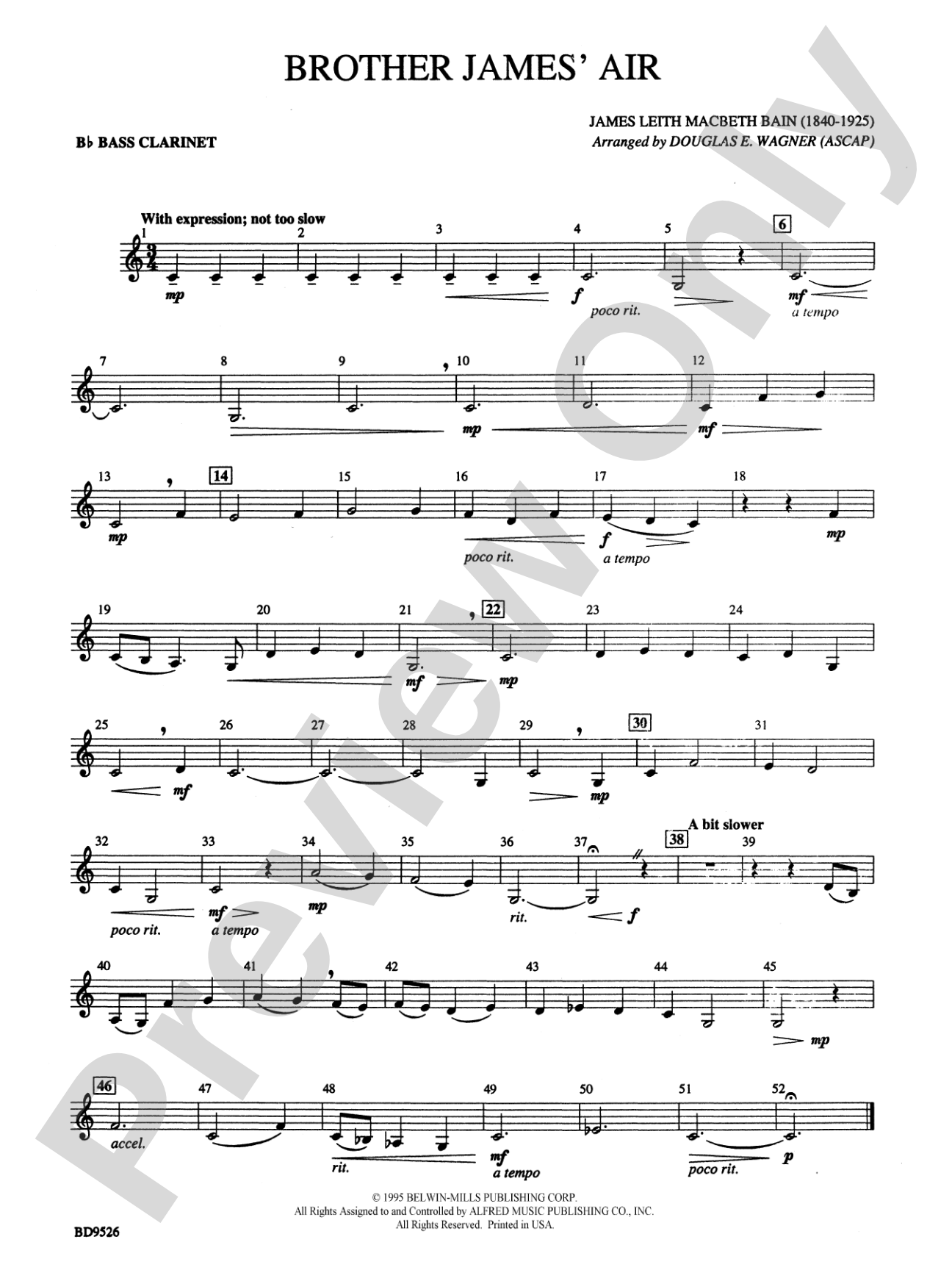 Brother James' Air: B-flat Bass Clarinet