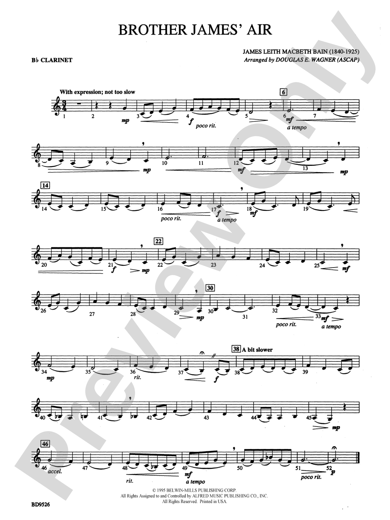 Brother James' Air: 1st B-flat Clarinet