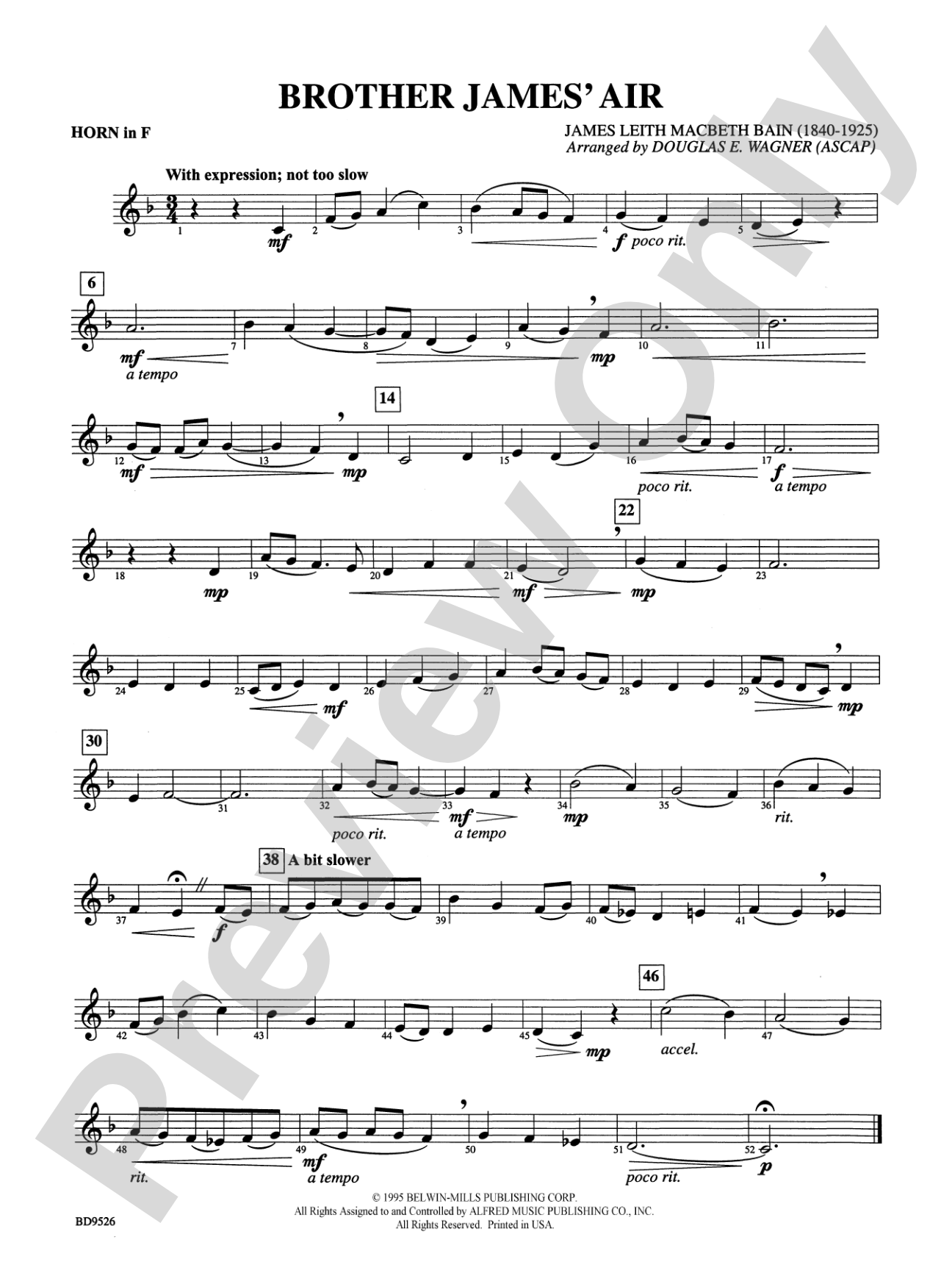 Brother James' Air: 1st F Horn