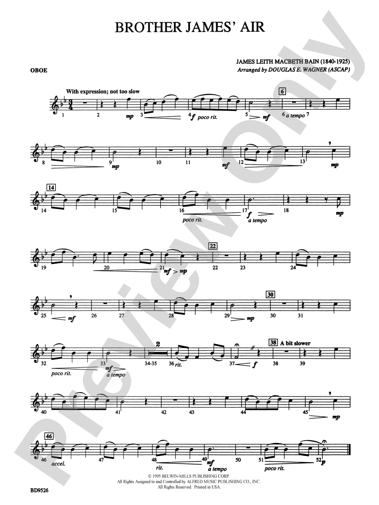 Brother James' Air: Oboe