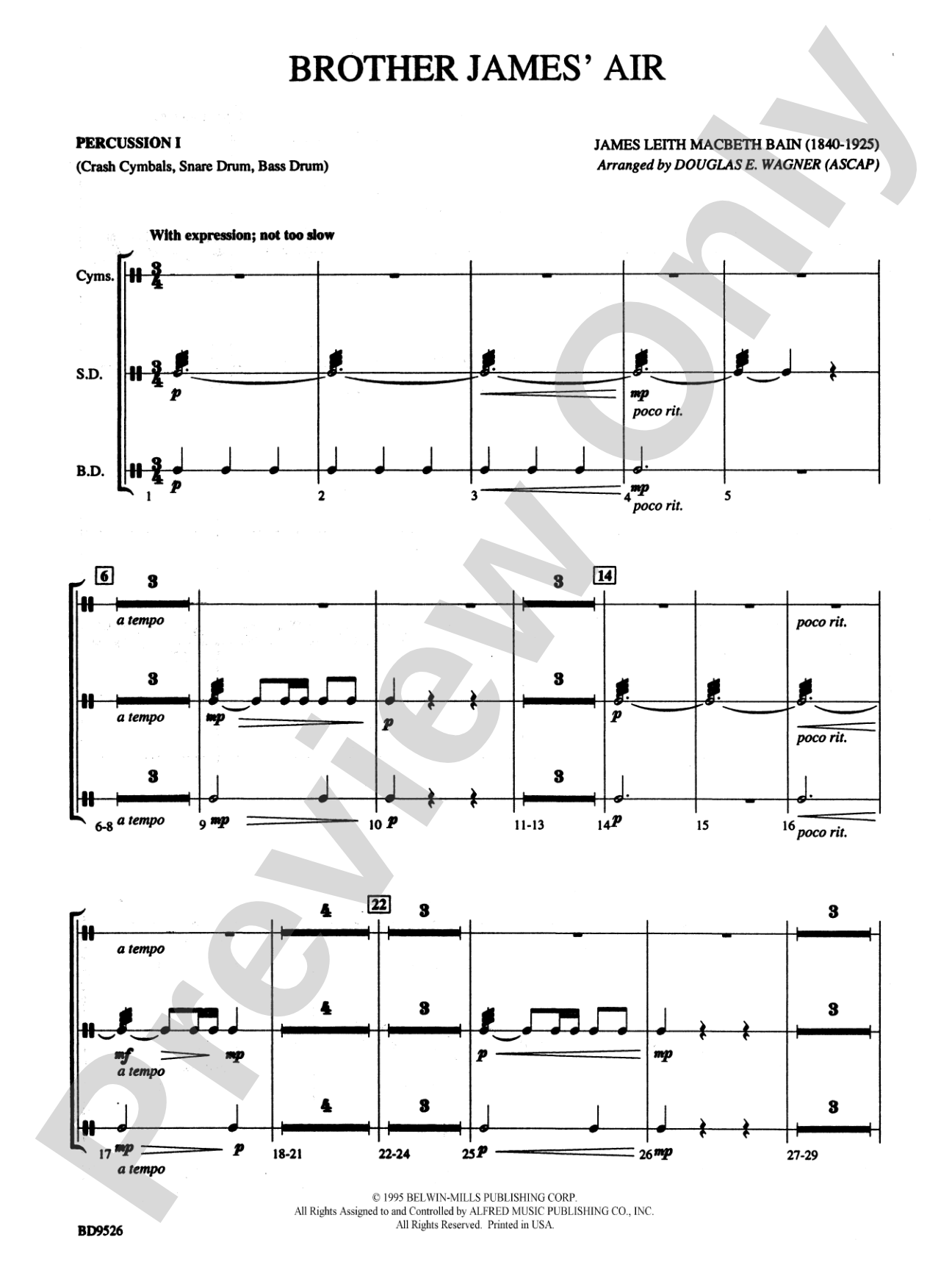 Brother James' Air: 1st Percussion