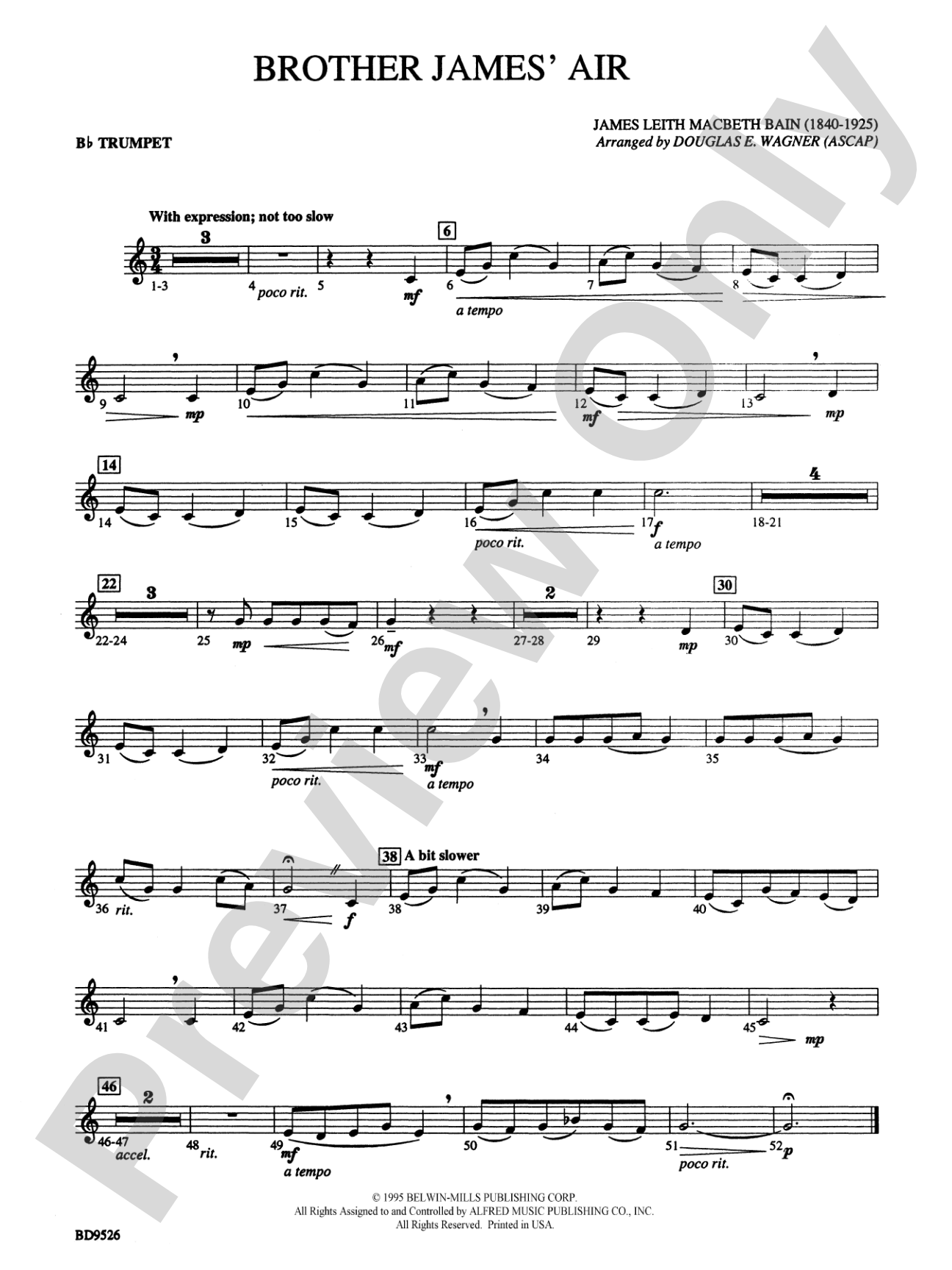 Brother James' Air: 1st B-flat Trumpet