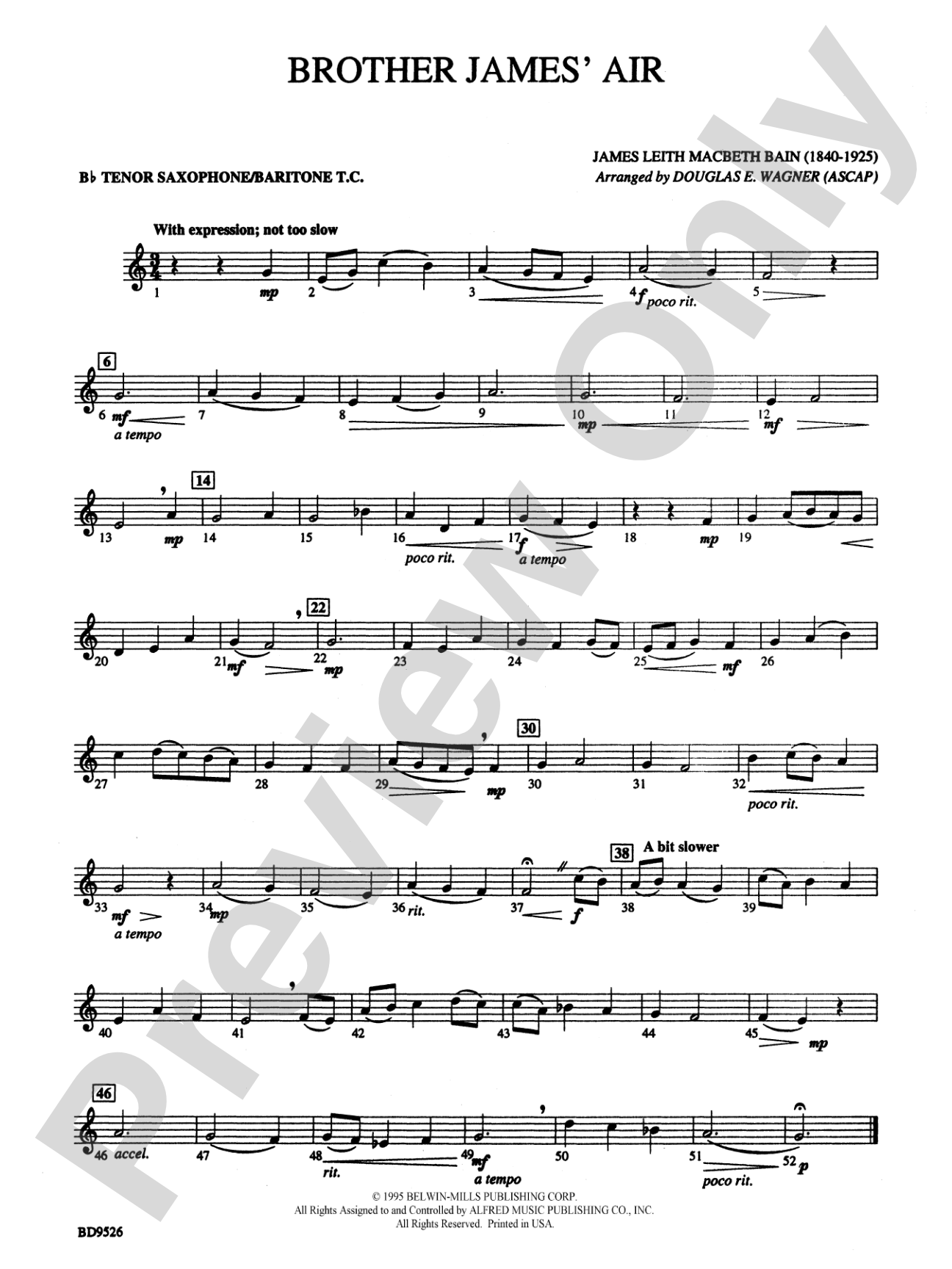 Brother James' Air: B-flat Tenor Saxophone