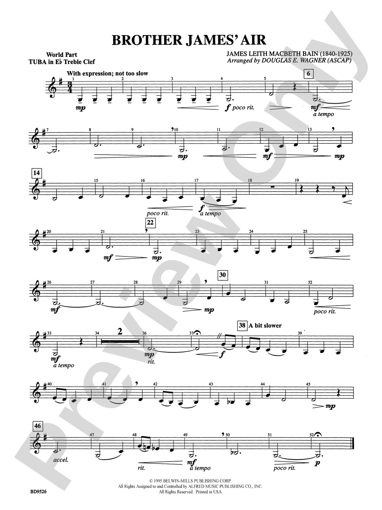 Brother James' Air: (wp) E-flat Tuba T.C.