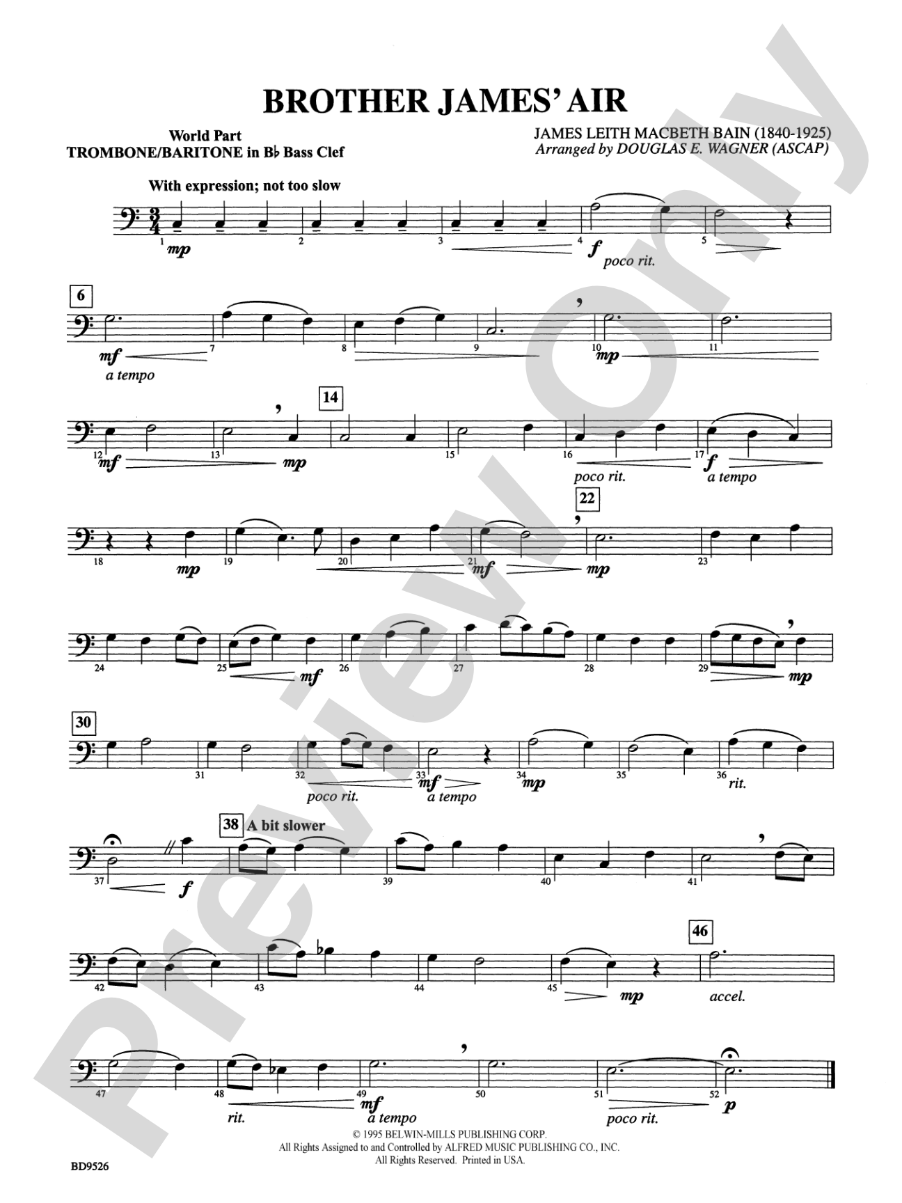 Brother James' Air: (wp) 1st B-flat Trombone B.C.