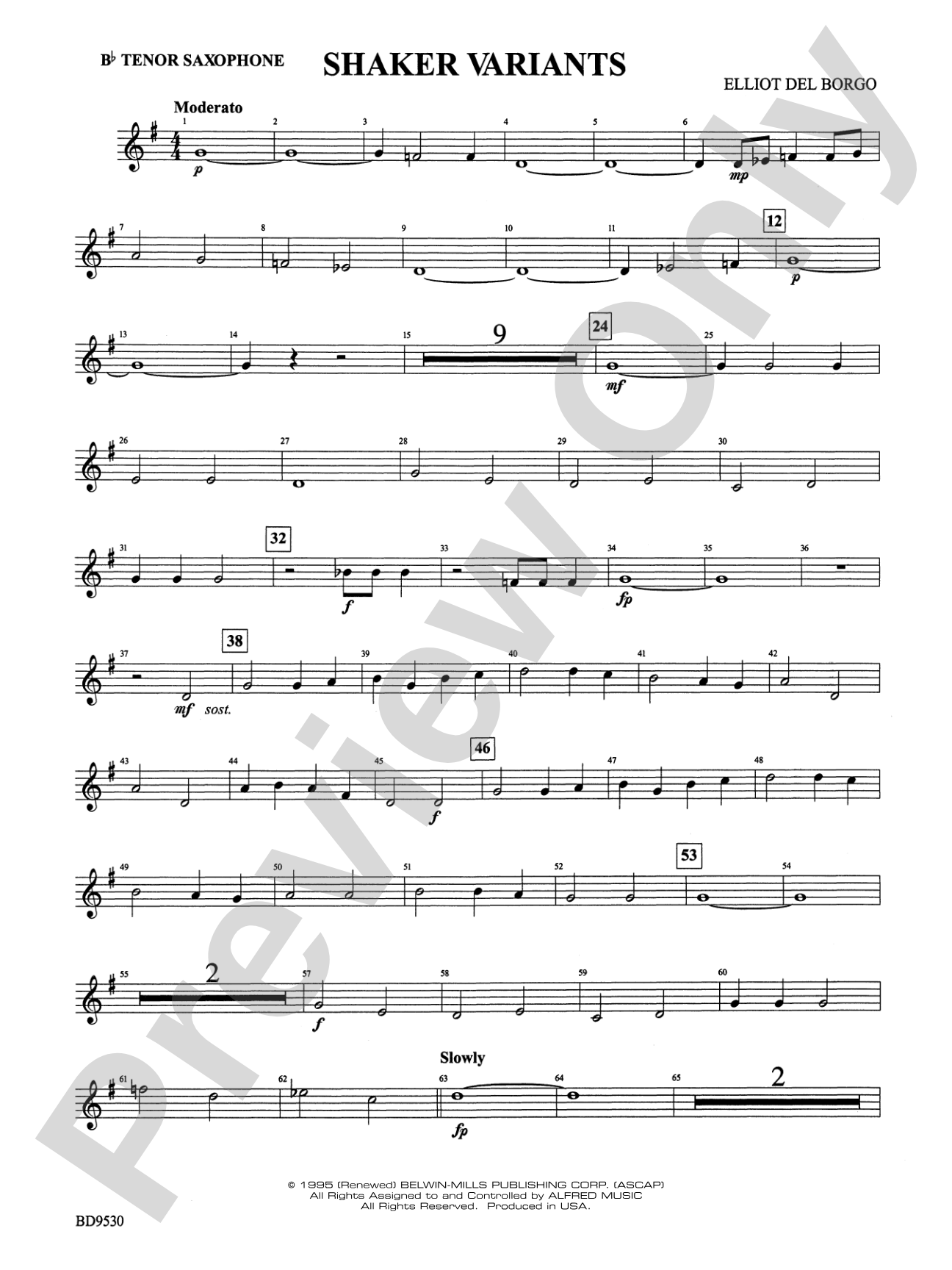 Shaker Variants: B-flat Tenor Saxophone