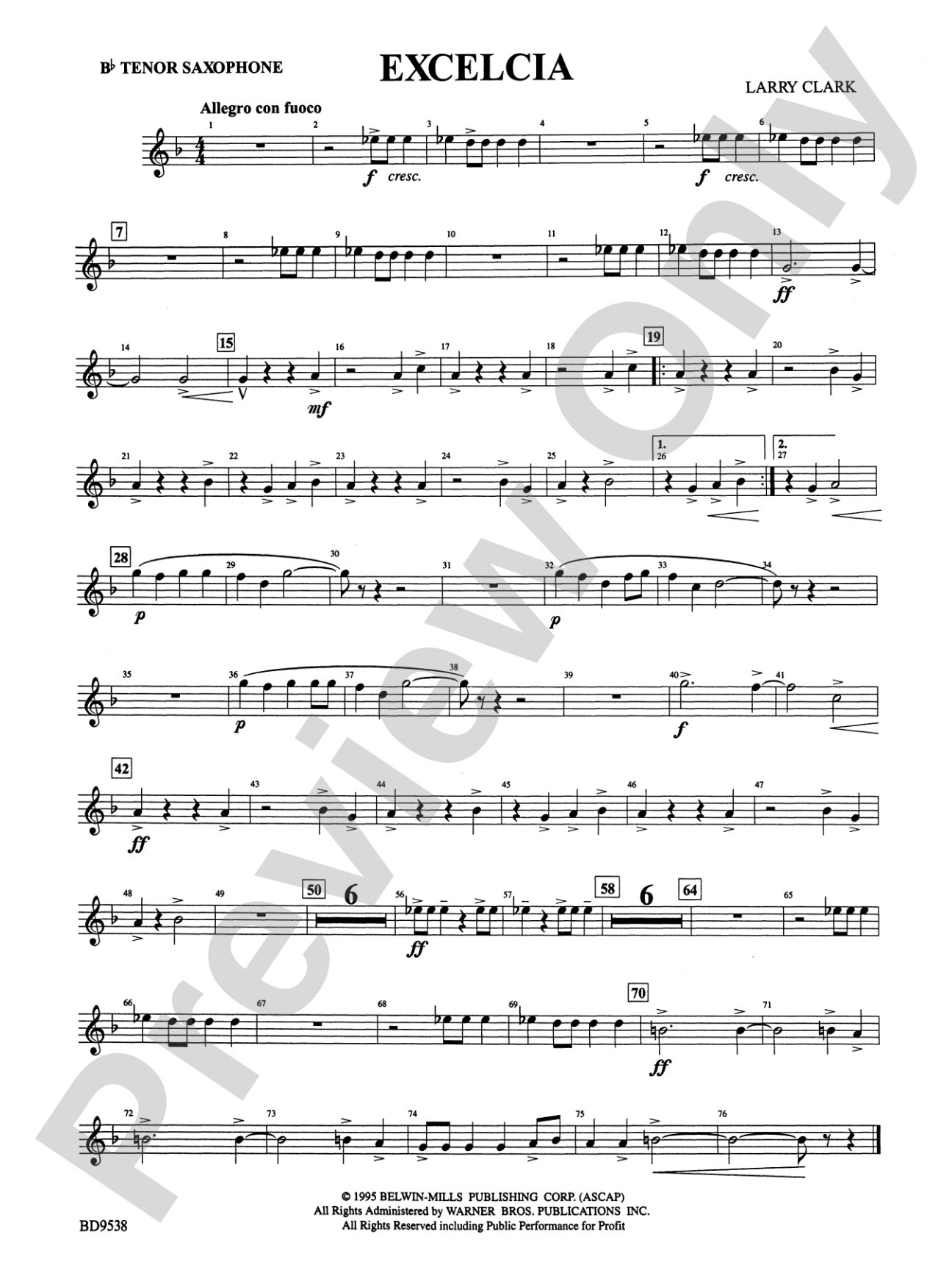Excelcia: B-flat Tenor Saxophone