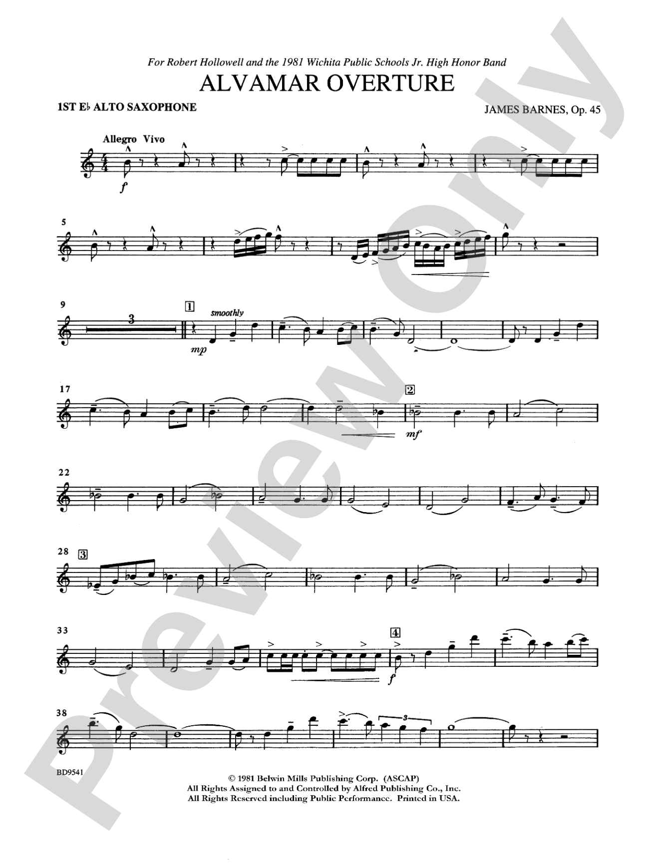 Alvamar Overture: E-flat Alto Saxophone