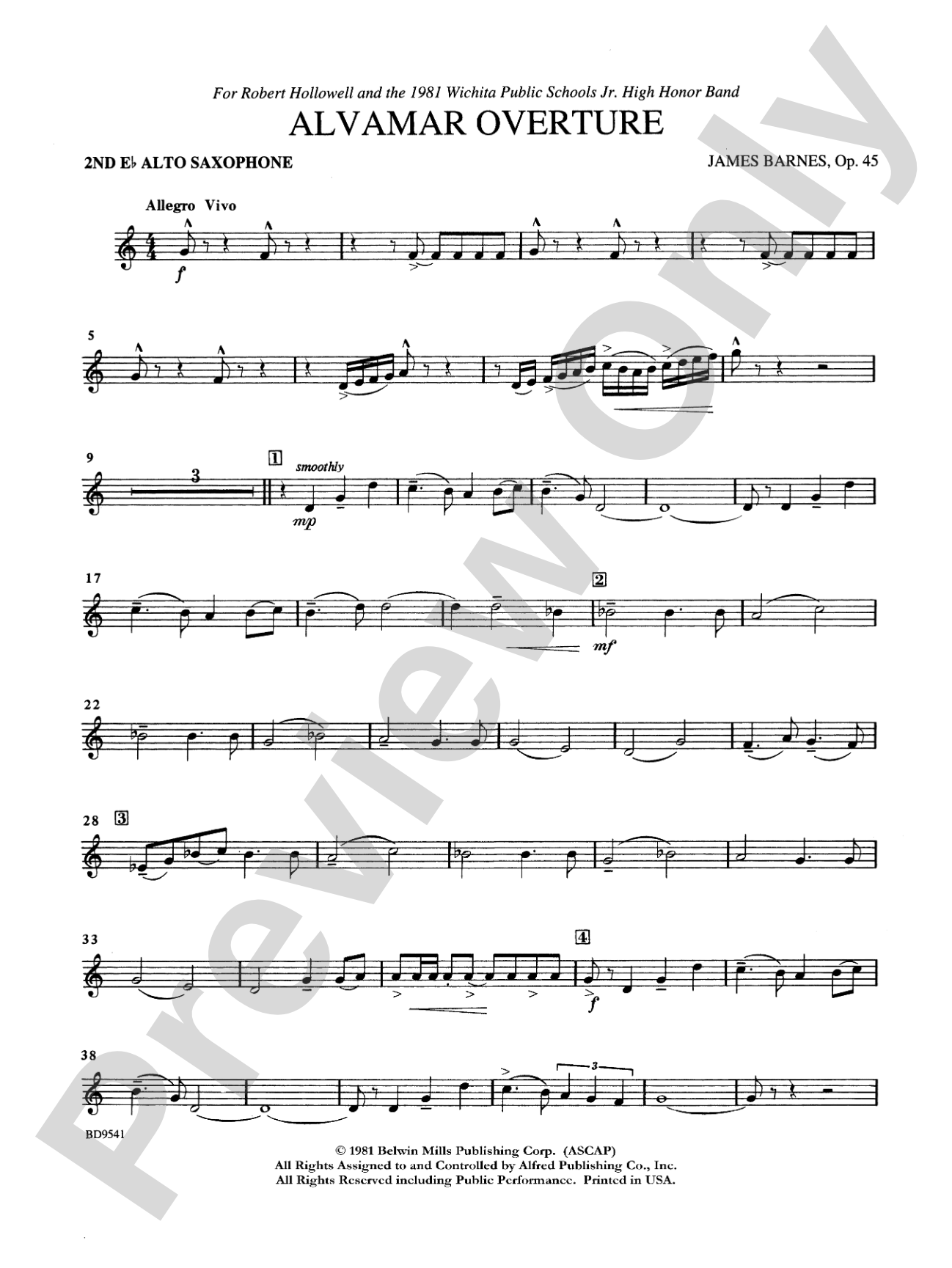 Alvamar Overture: 2nd E-flat Alto Saxophone