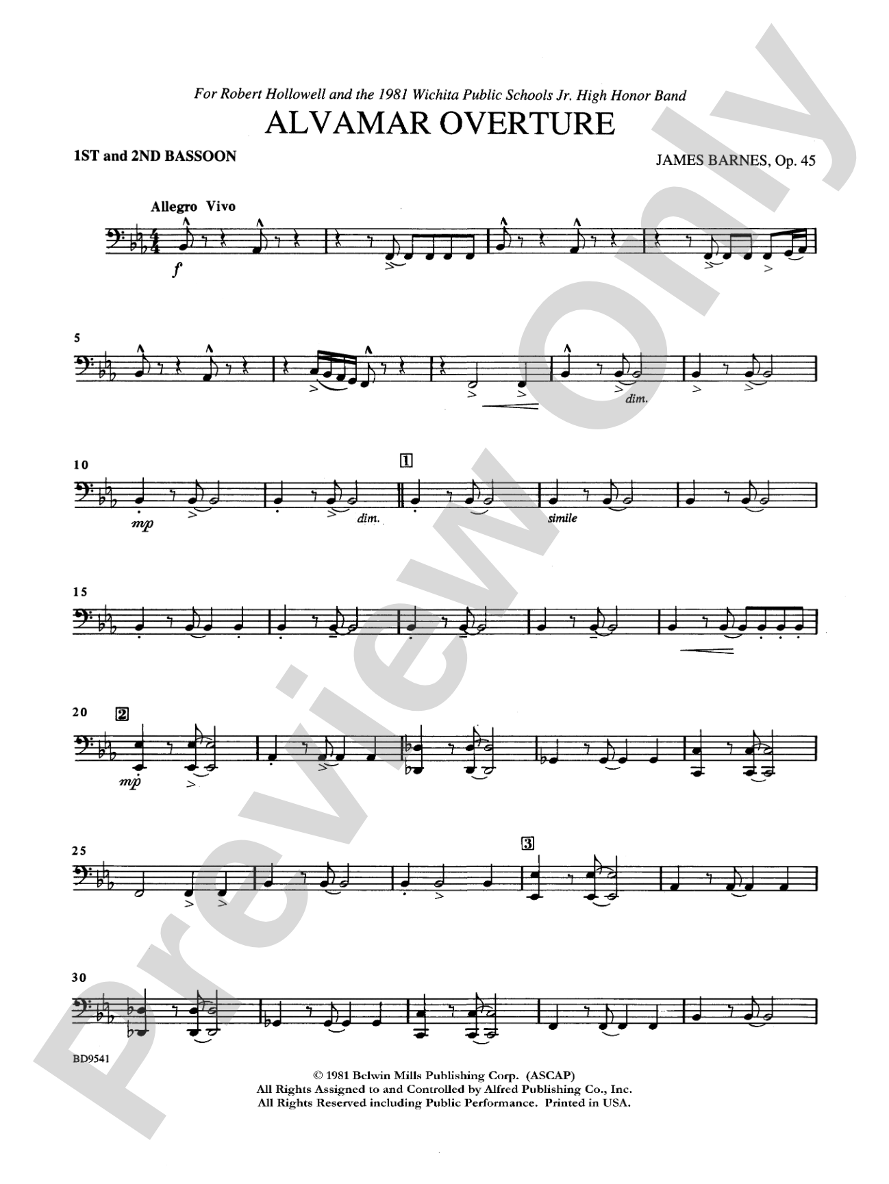 Alvamar Overture: 1st & 2nd Bassoon
