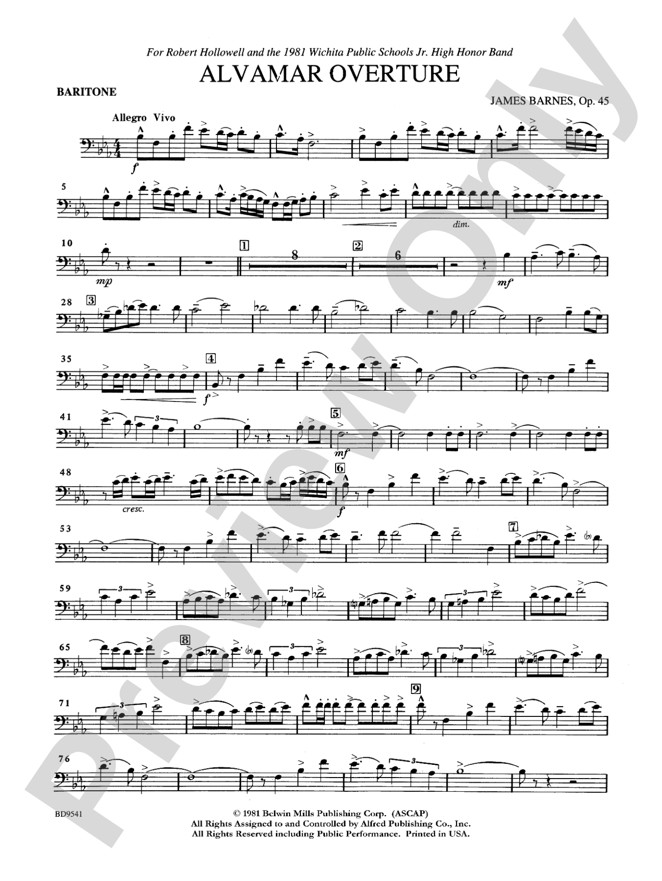 Alvamar Overture: Baritone B.C.