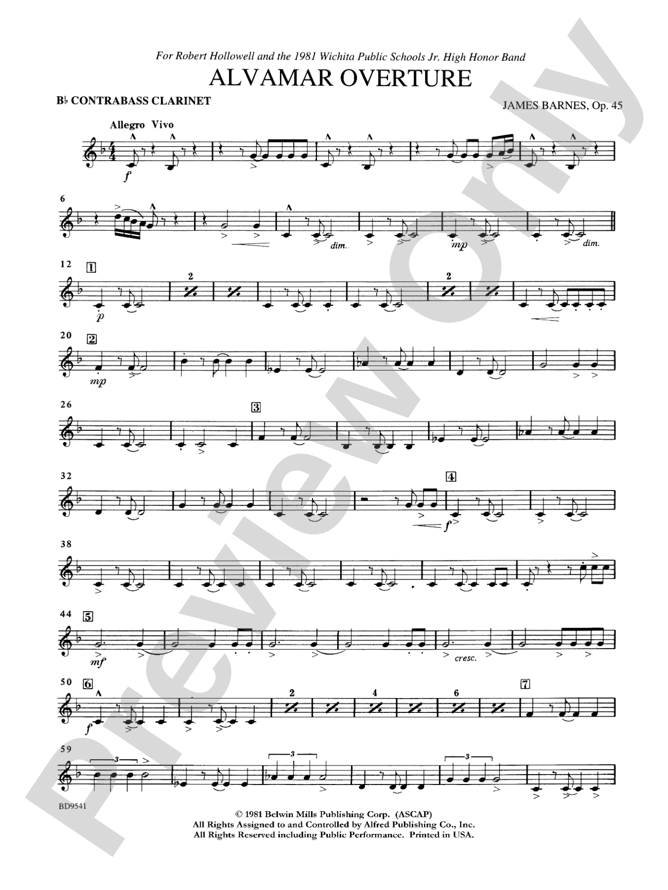 Alvamar Overture: B-flat Contrabass Clarinet