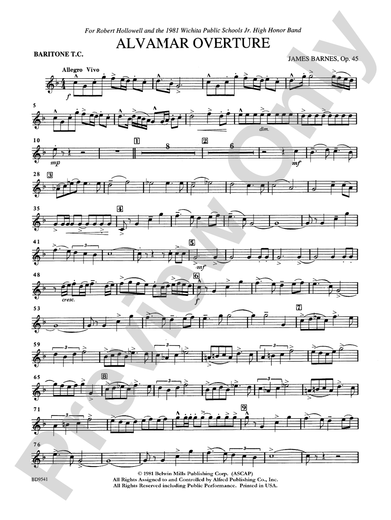 Alvamar Overture: Baritone T.C.
