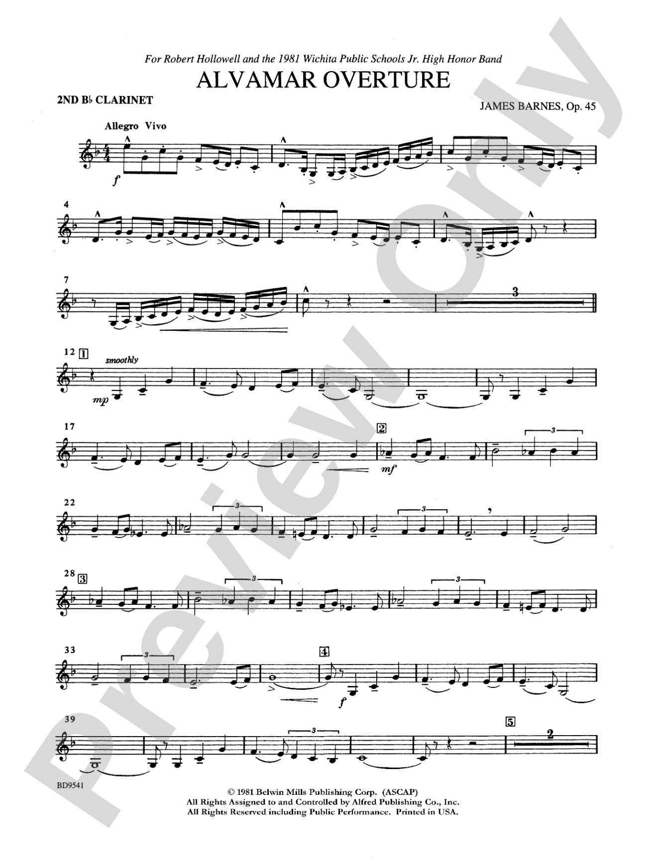 Alvamar Overture: 2nd B-flat Clarinet