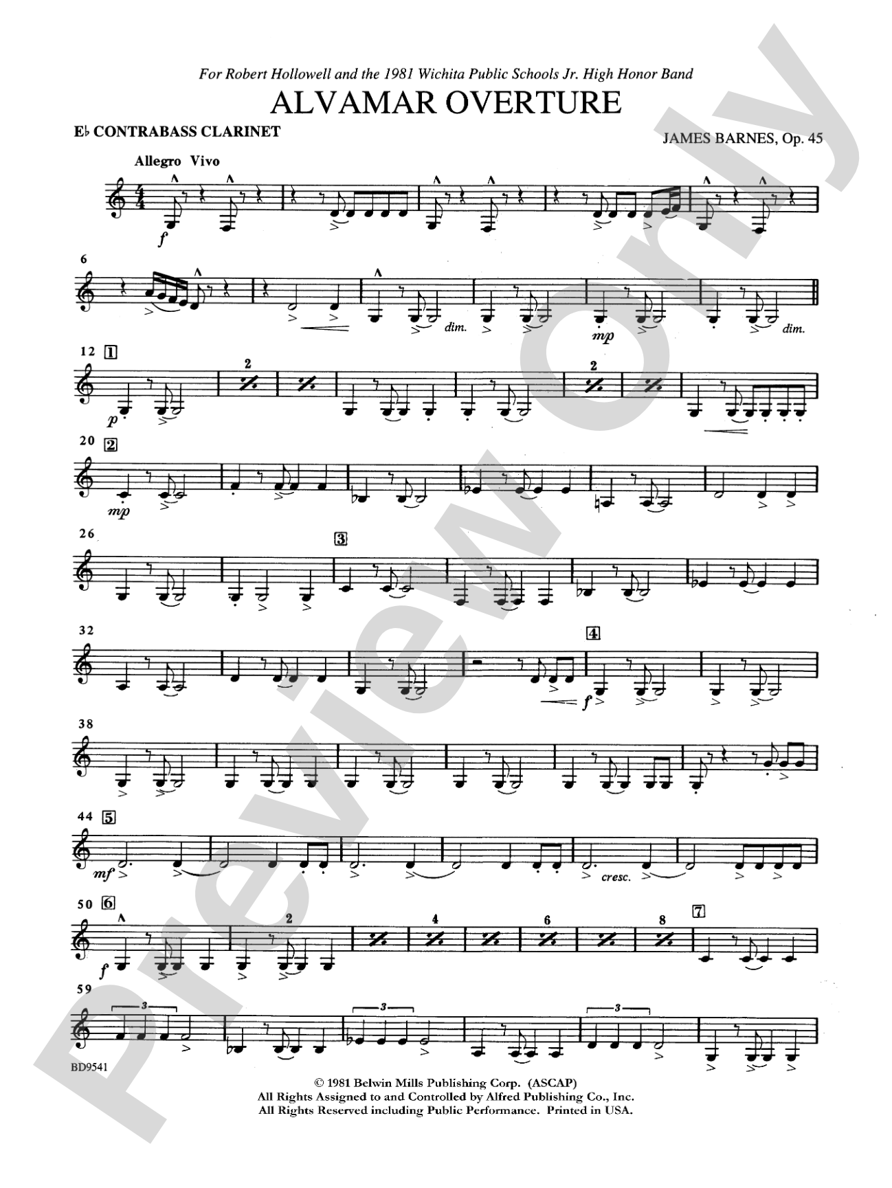 Alvamar Overture: E-flat Contrabass Clarinet