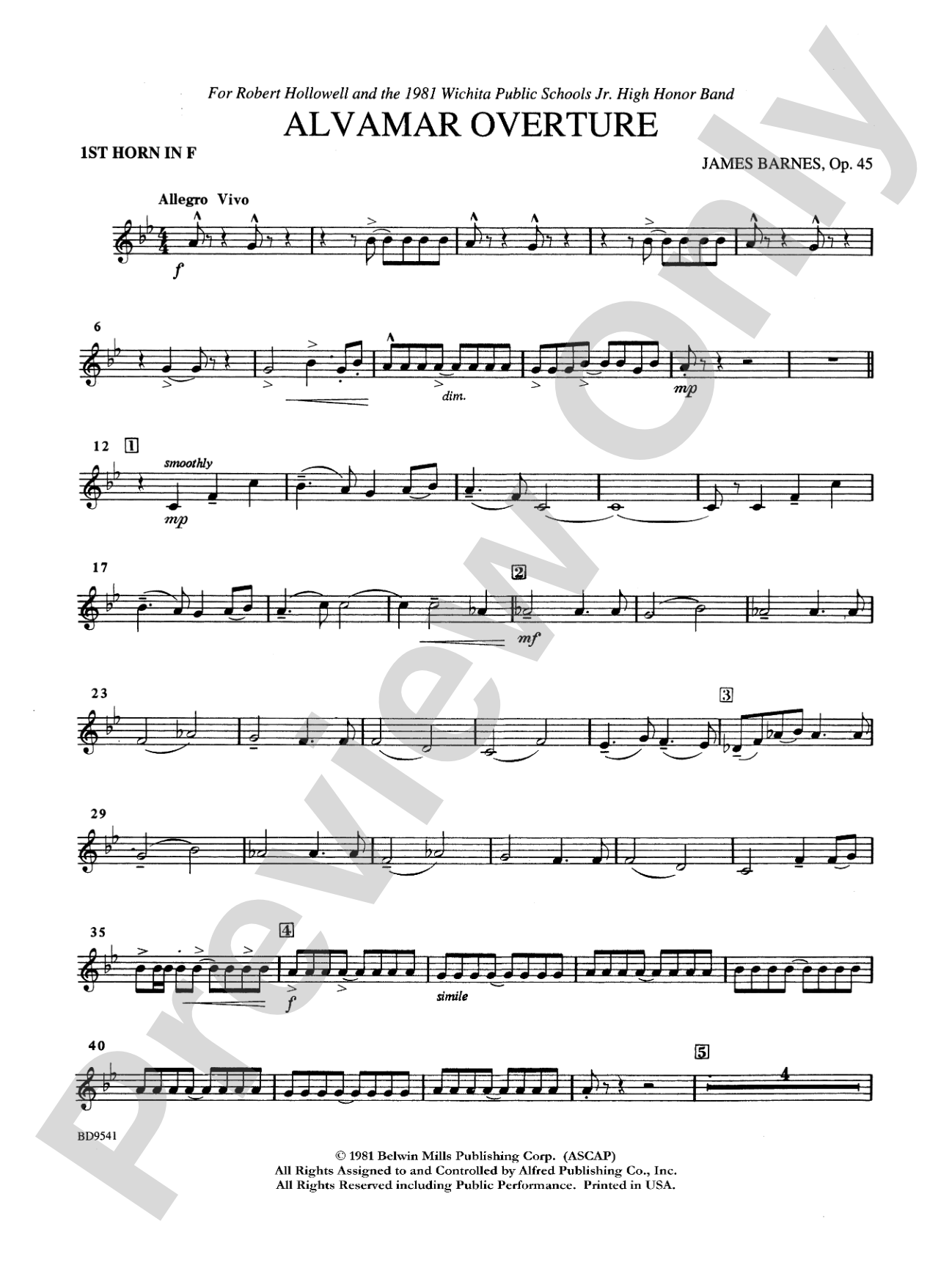 Alvamar Overture: 1st F Horn