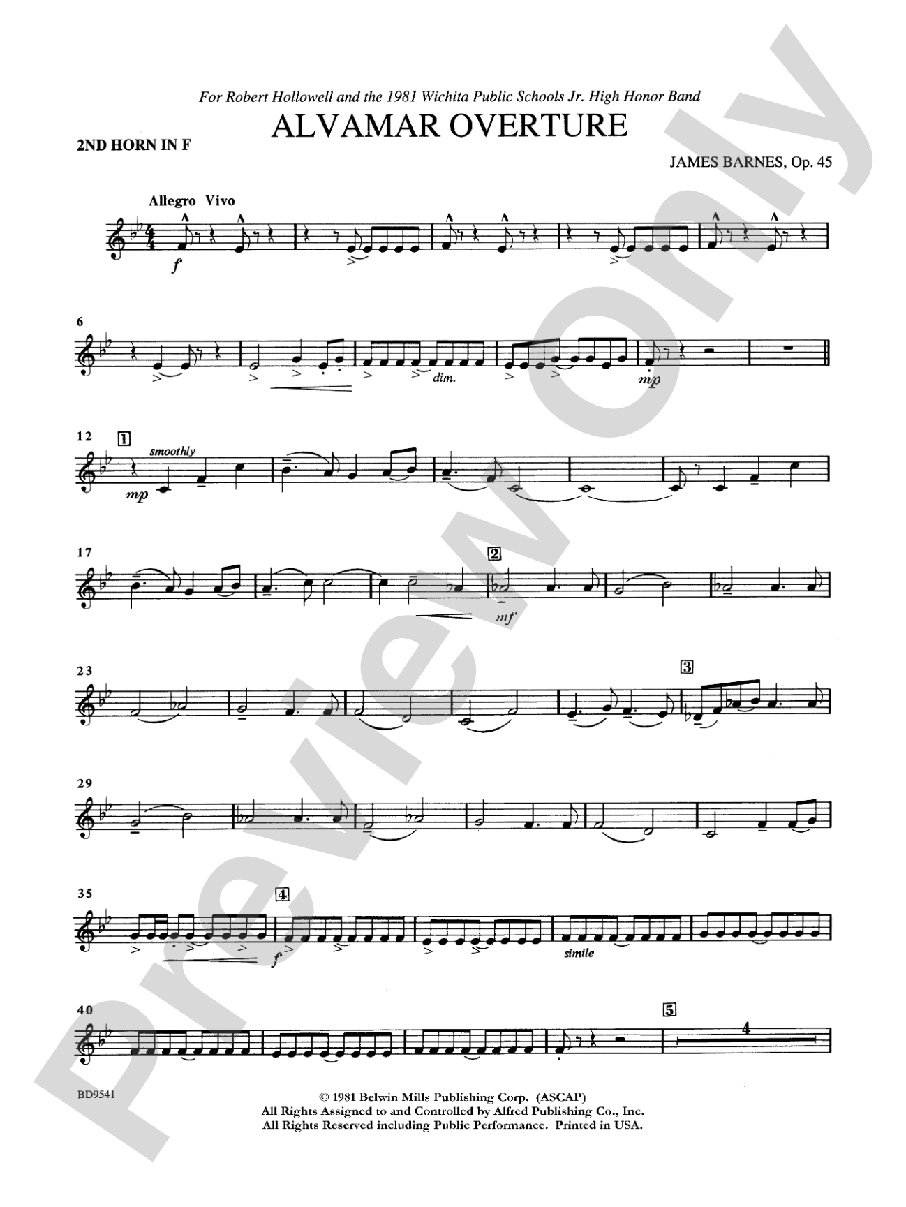Alvamar Overture: 2nd F Horn