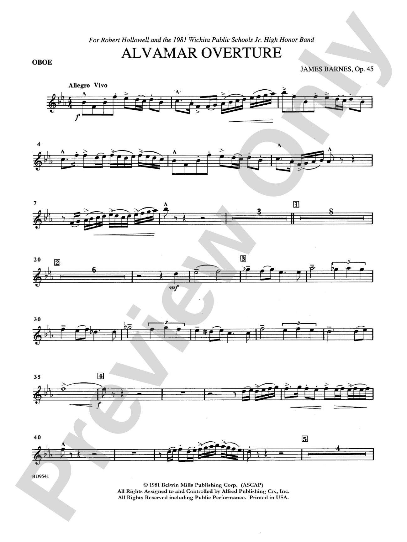 Alvamar Overture: Oboe
