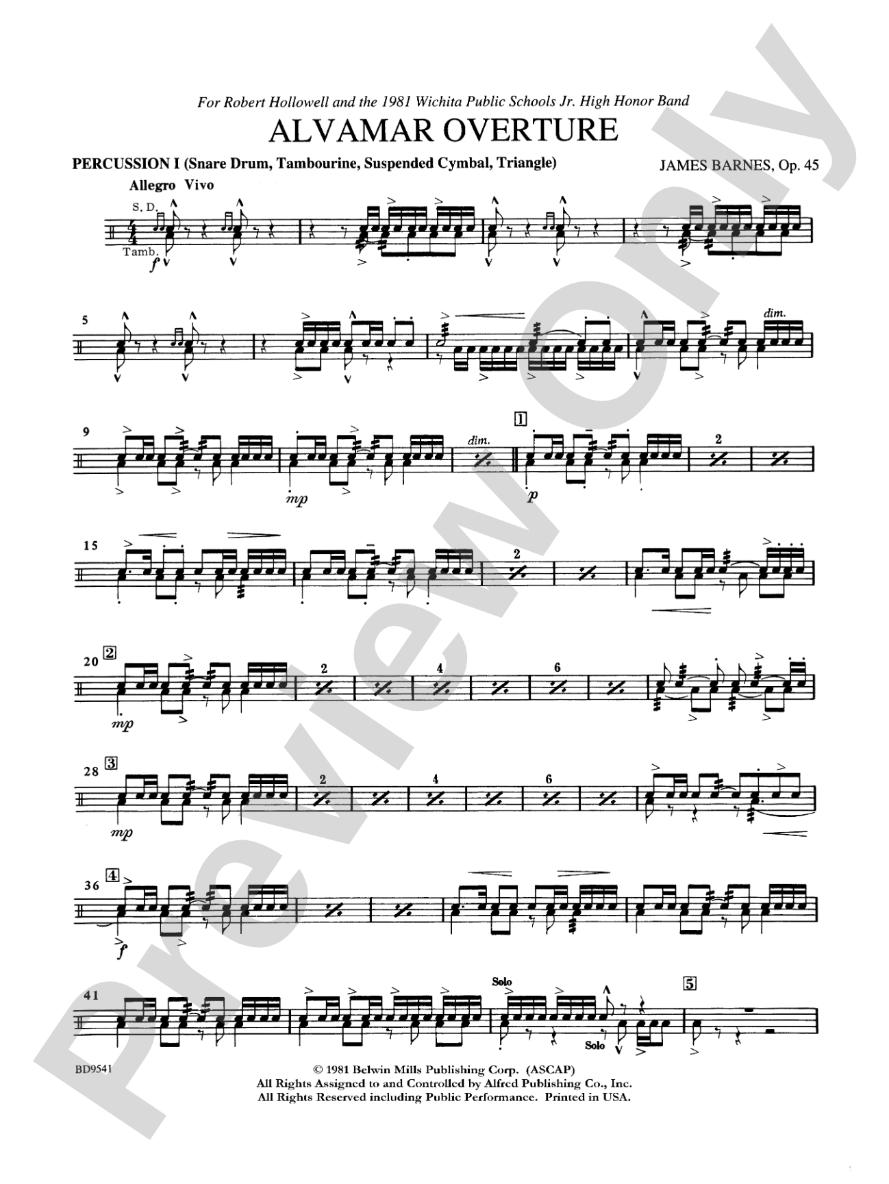 Alvamar Overture: 1st Percussion