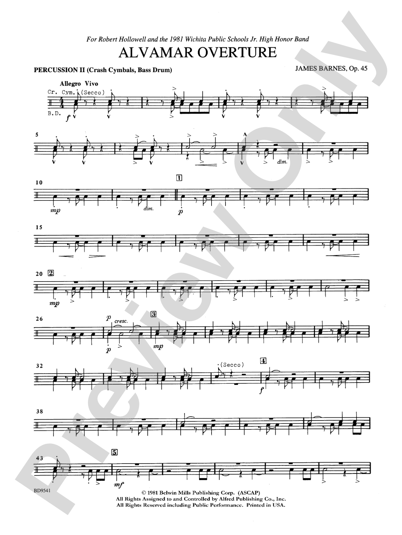 Alvamar Overture: 2nd Percussion