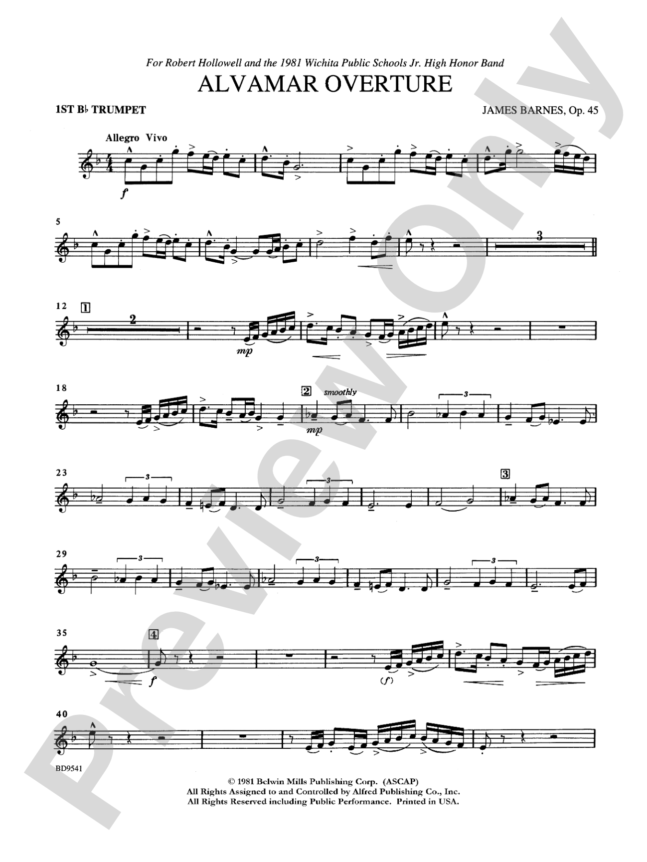 Alvamar Overture: 1st B-flat Trumpet