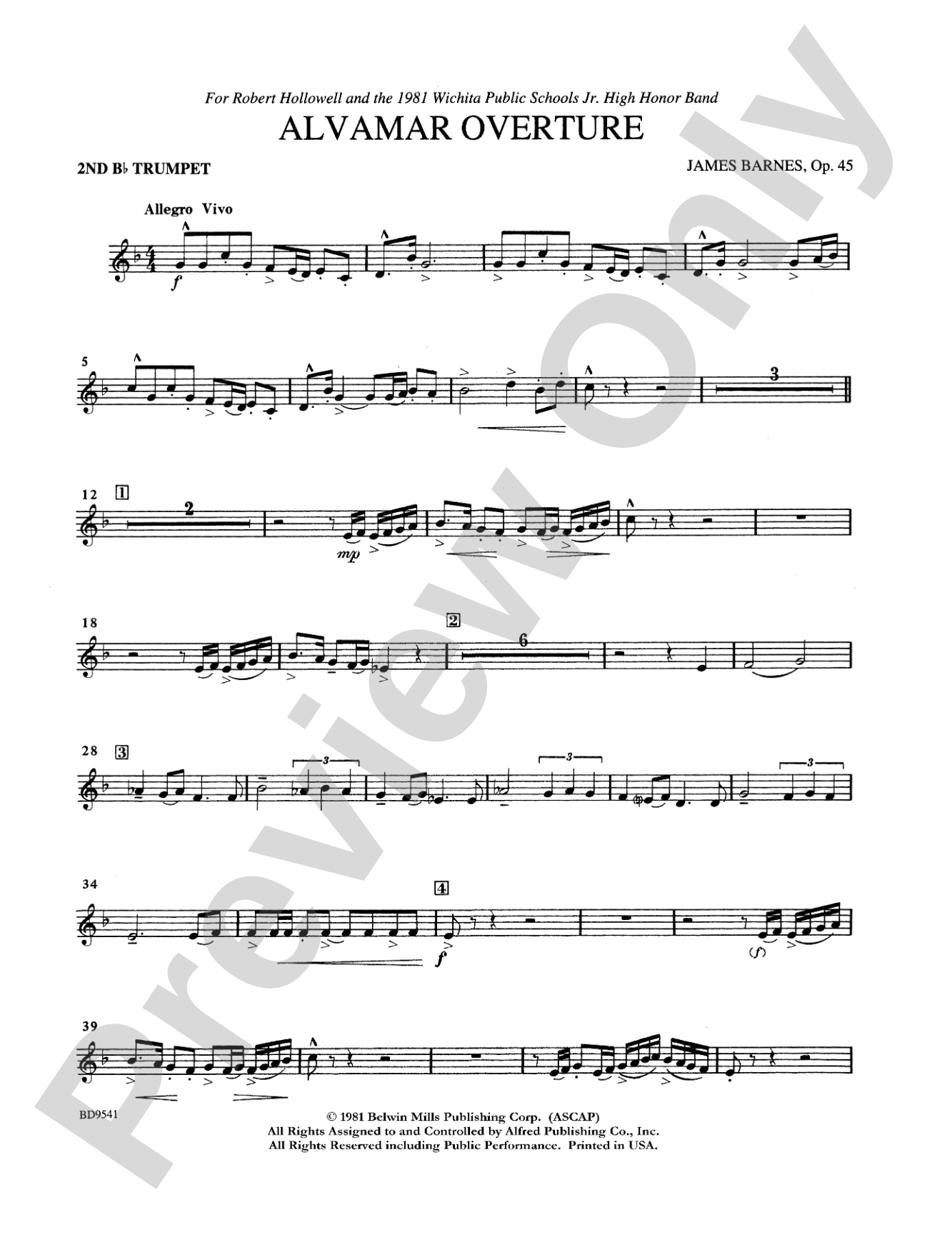Alvamar Overture: 2nd B-flat Trumpet
