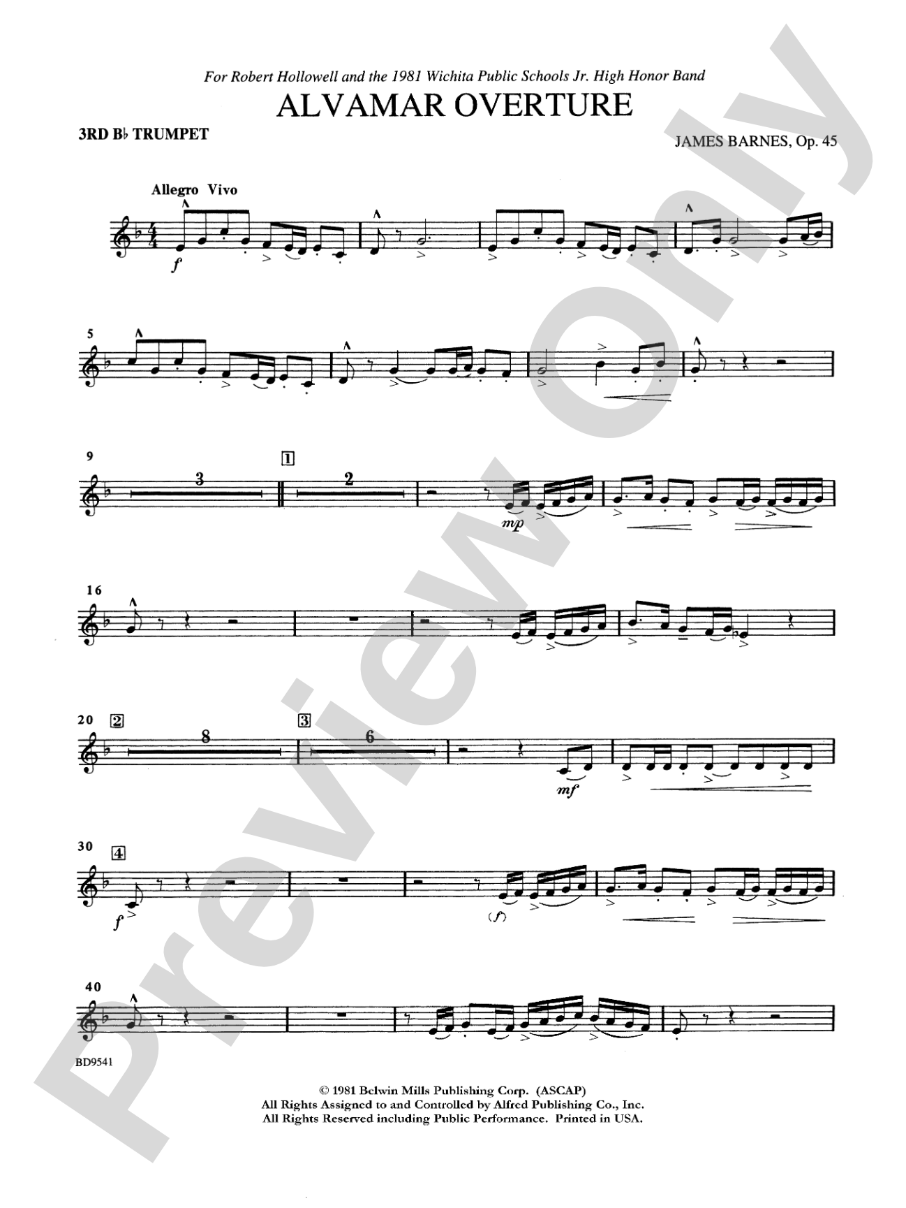 Alvamar Overture: 3rd B-flat Trumpet