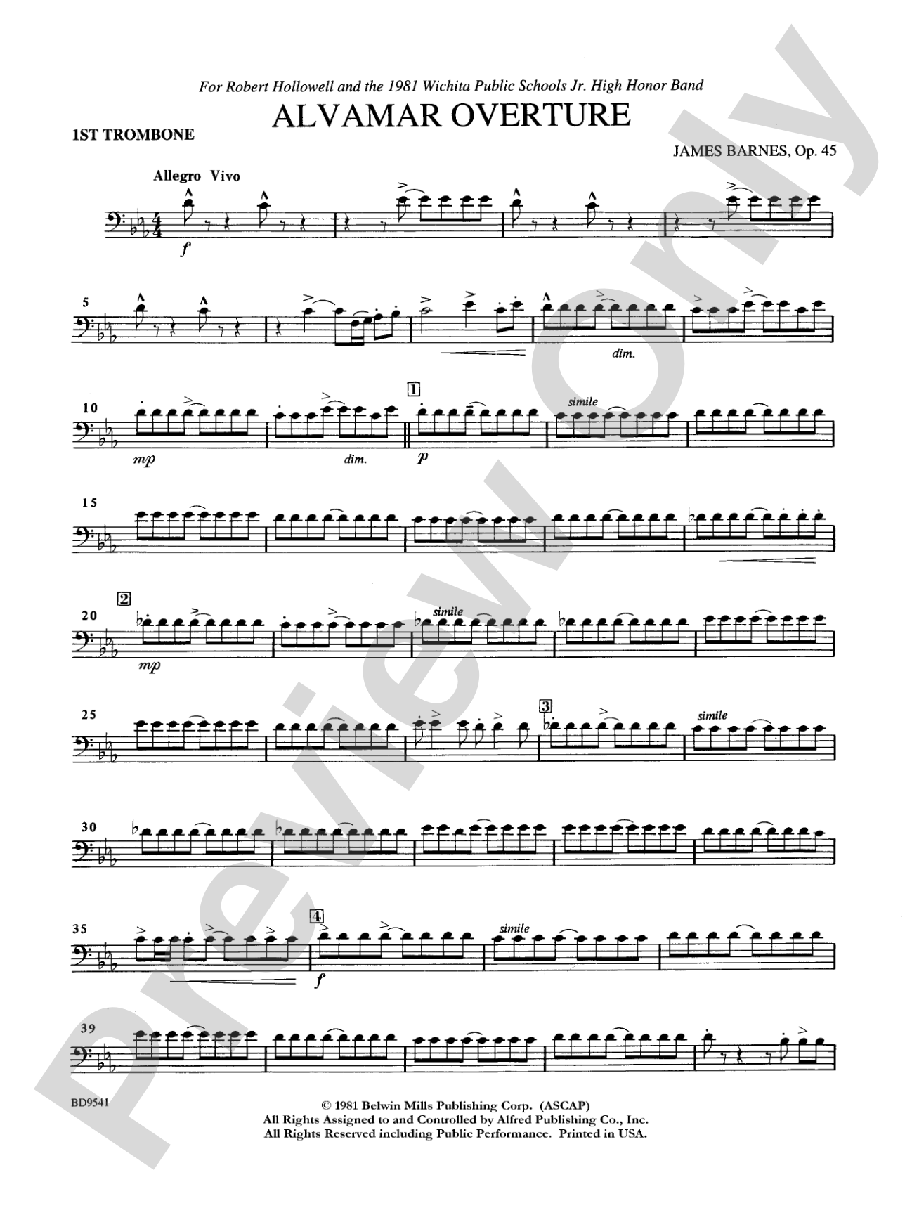 Alvamar Overture: 1st Trombone
