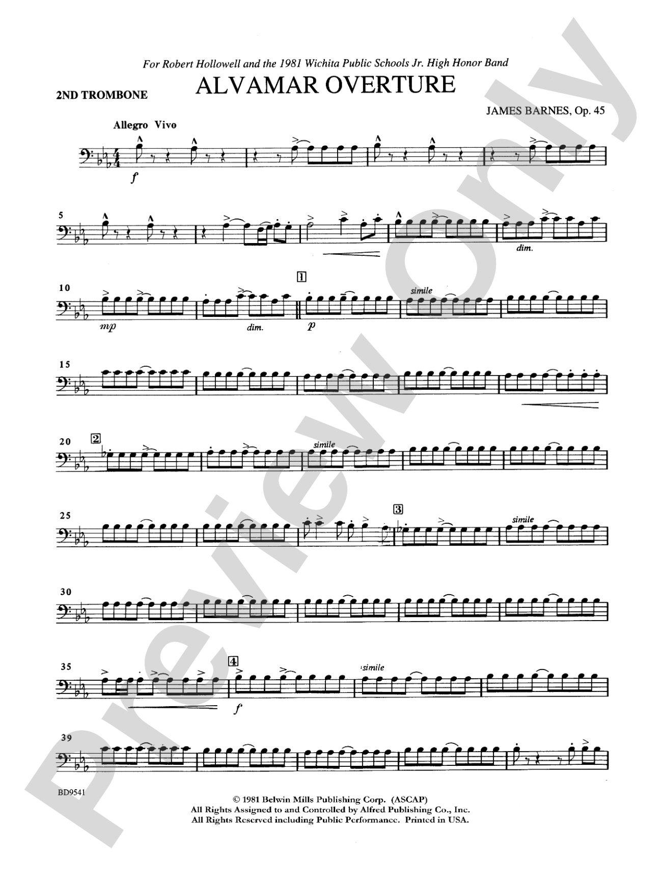 Alvamar Overture: 2nd Trombone