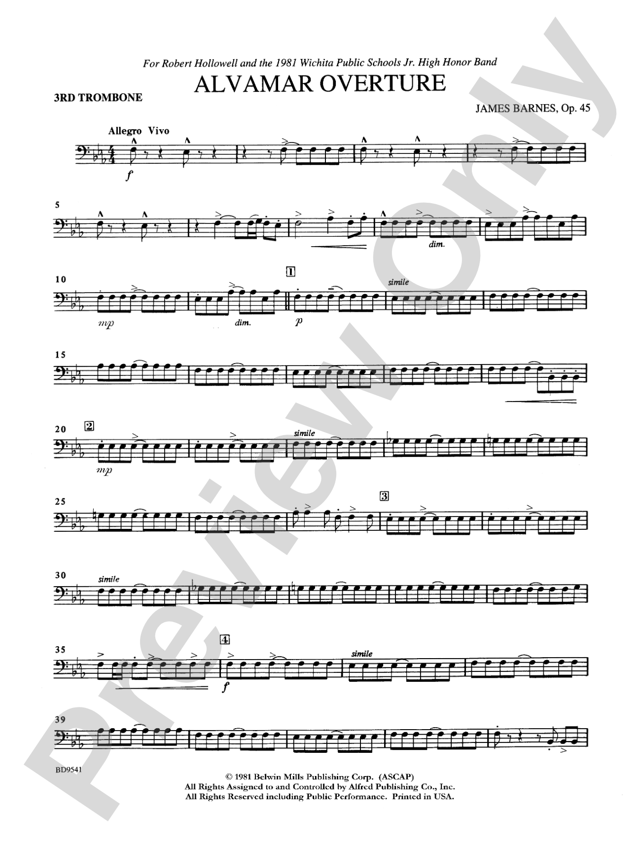Alvamar Overture: 3rd Trombone
