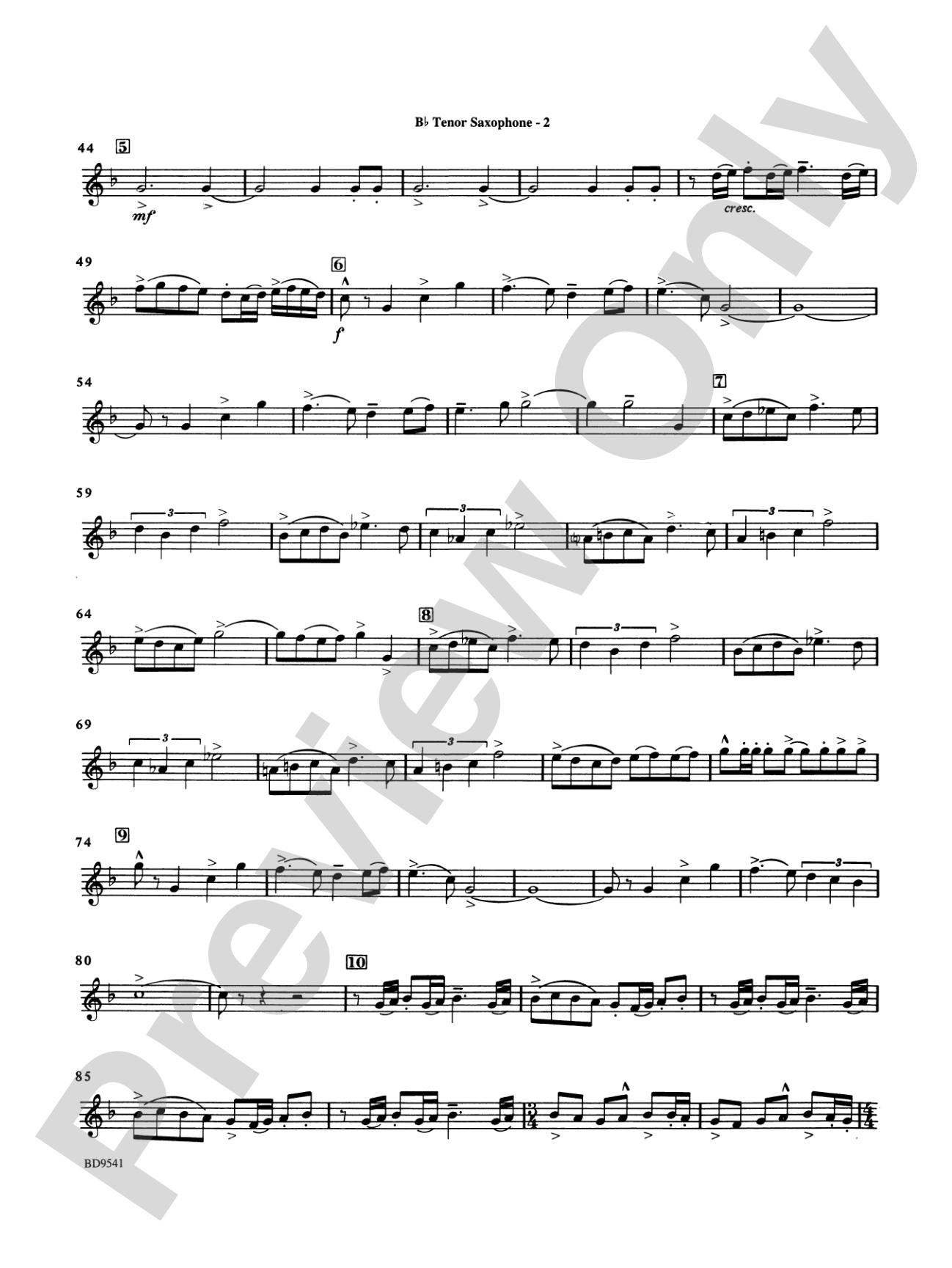 Alvamar Overture: B-flat Tenor Saxophone