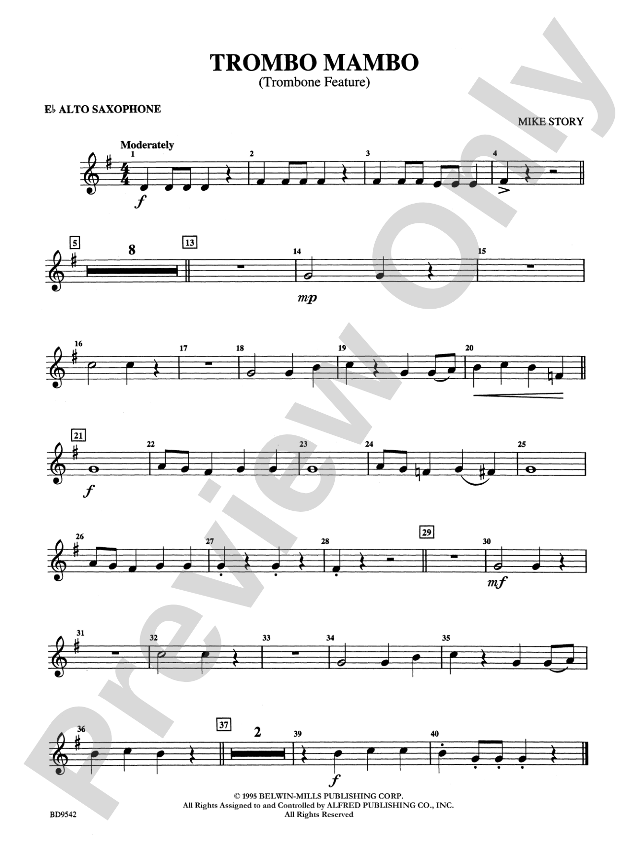 Trombo Mambo (Trombone Feature): E-flat Alto Saxophone