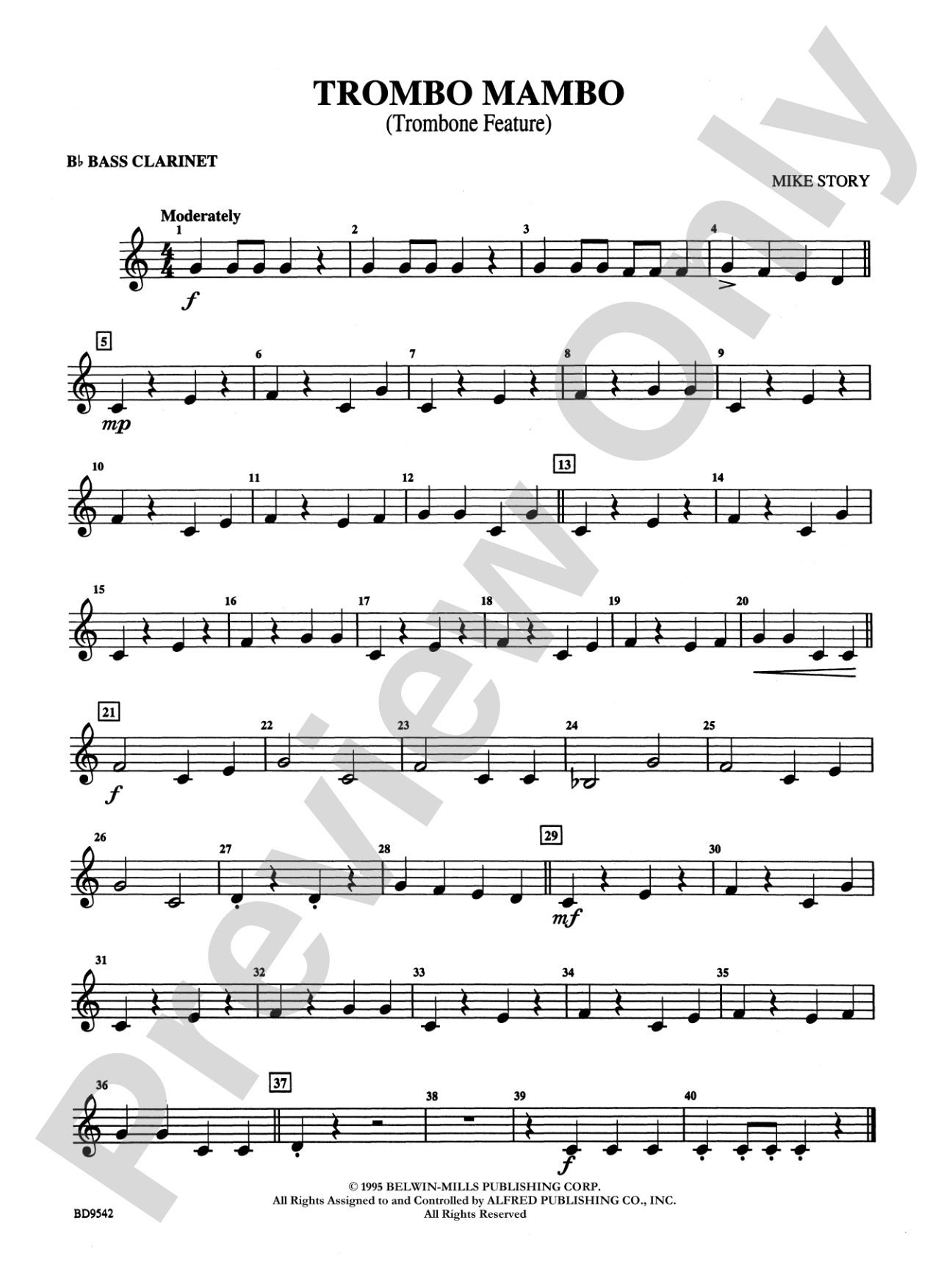 Trombo Mambo (Trombone Feature): B-flat Bass Clarinet