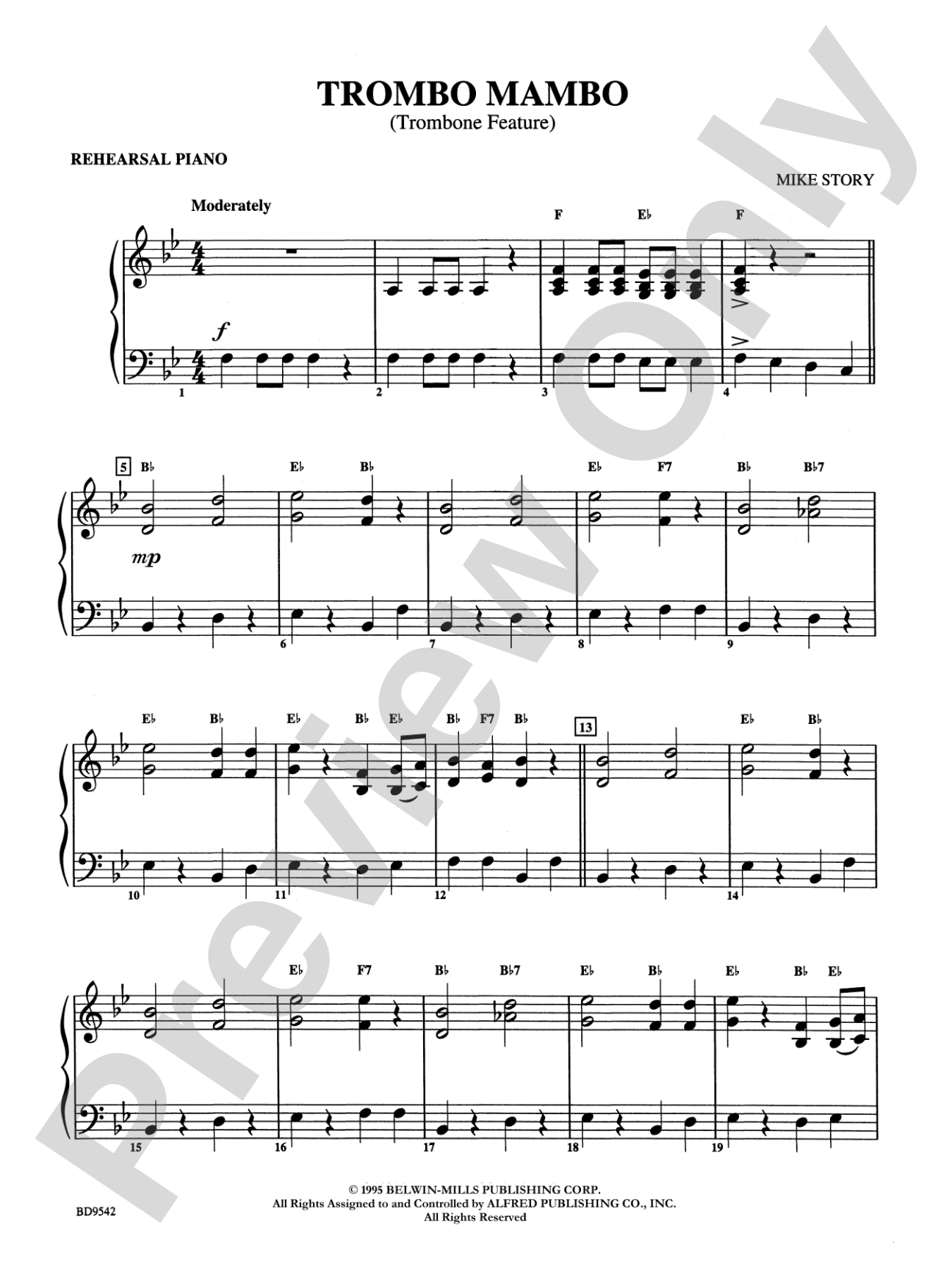 Trombo Mambo (Trombone Feature): Piano Accompaniment