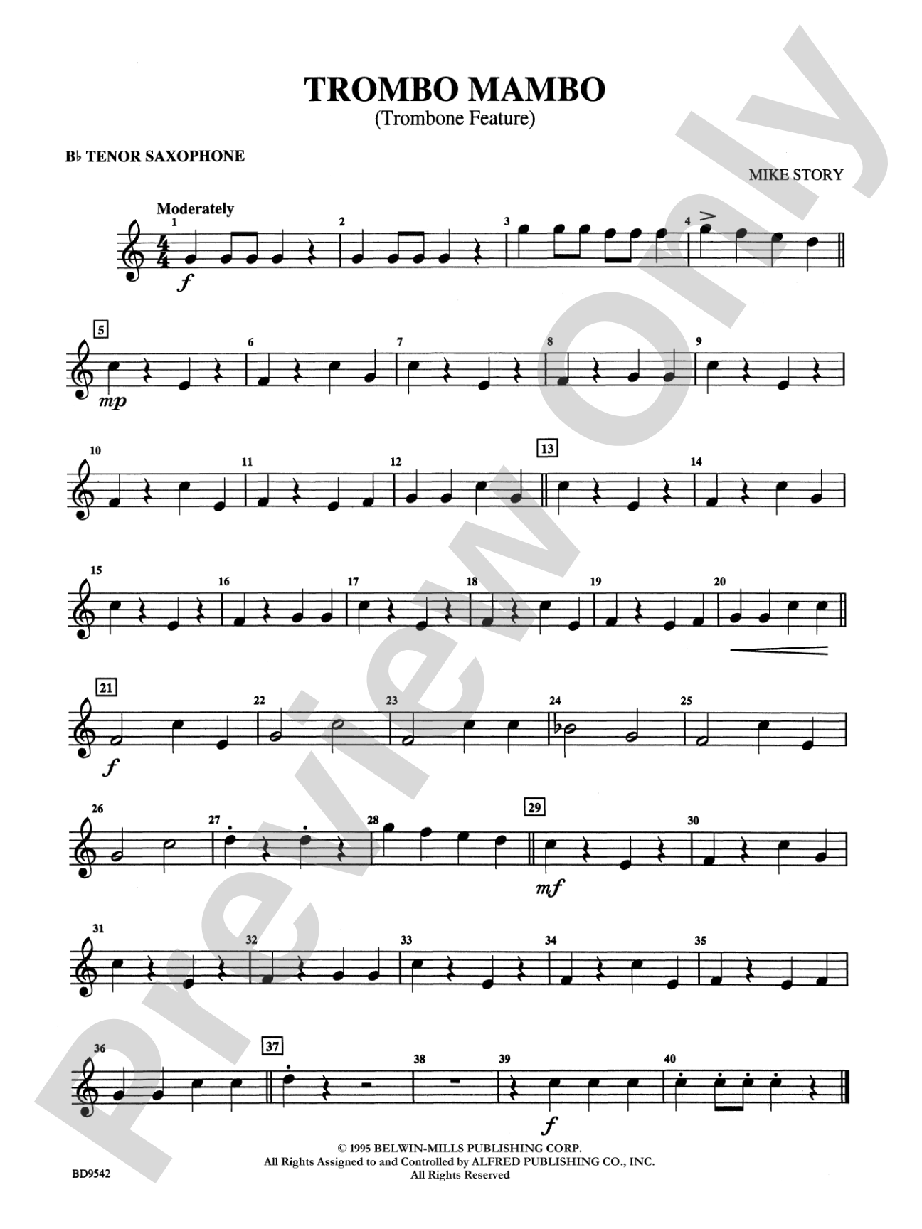 Trombo Mambo (Trombone Feature): B-flat Tenor Saxophone