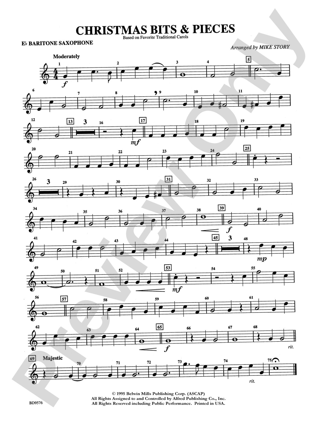 Christmas Bits & Pieces (based on Favorite Traditional Carols): E-flat Baritone Saxophone