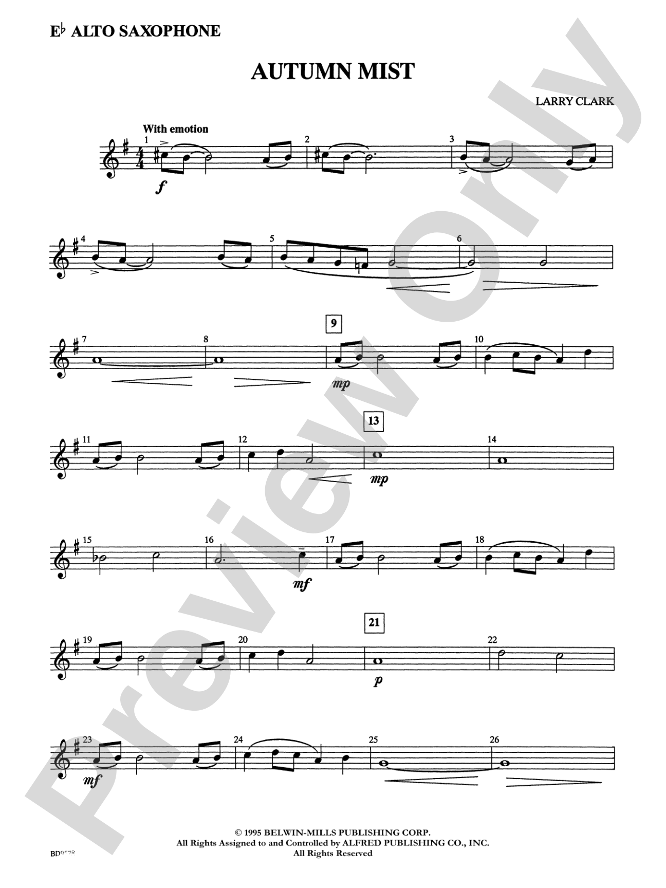 Autumn Mist: E-flat Alto Saxophone