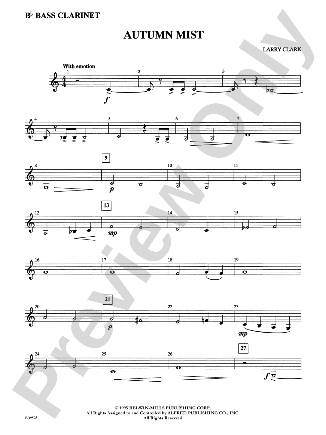 Autumn Mist: B-flat Bass Clarinet