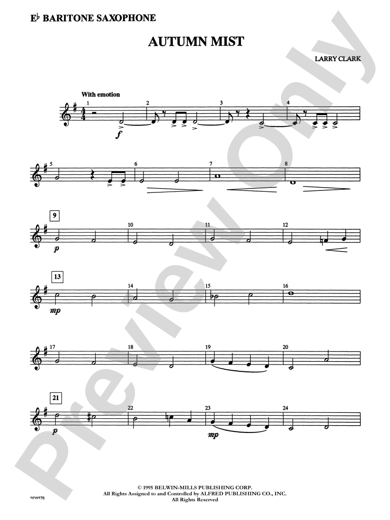 Autumn Mist: E-flat Baritone Saxophone