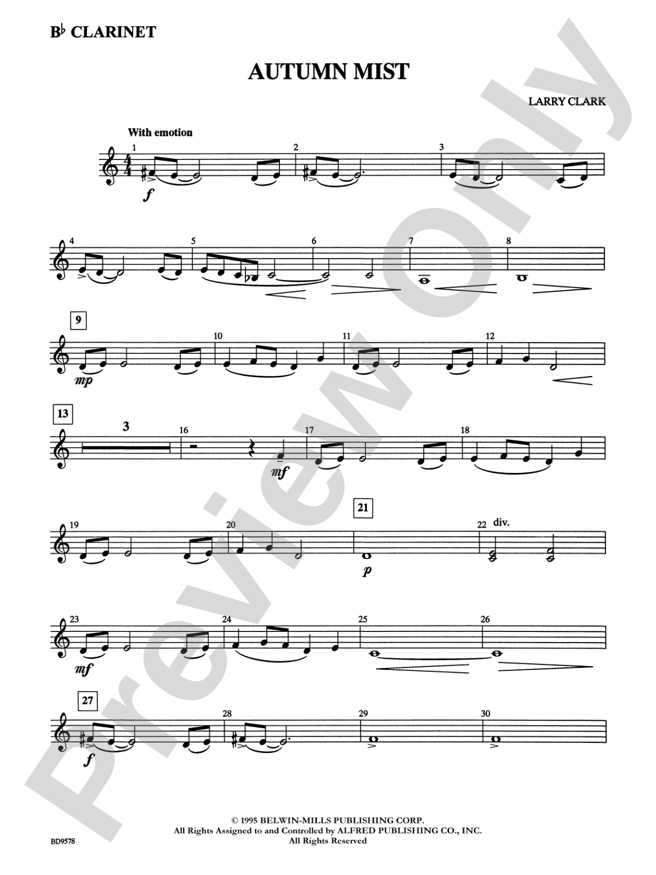 Autumn Mist: 1st B-flat Clarinet