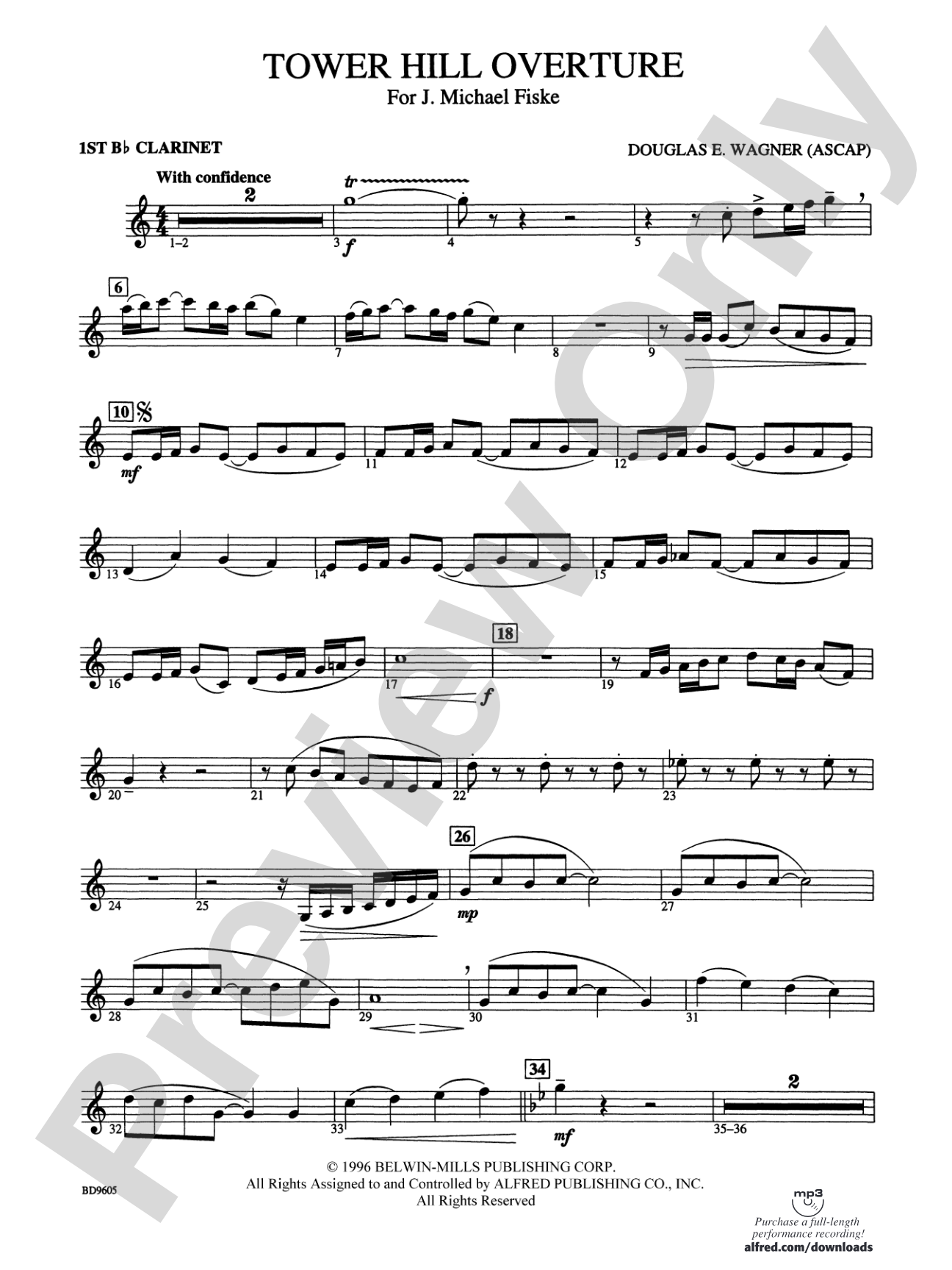 Tower Hill Overture: 1st B-flat Clarinet