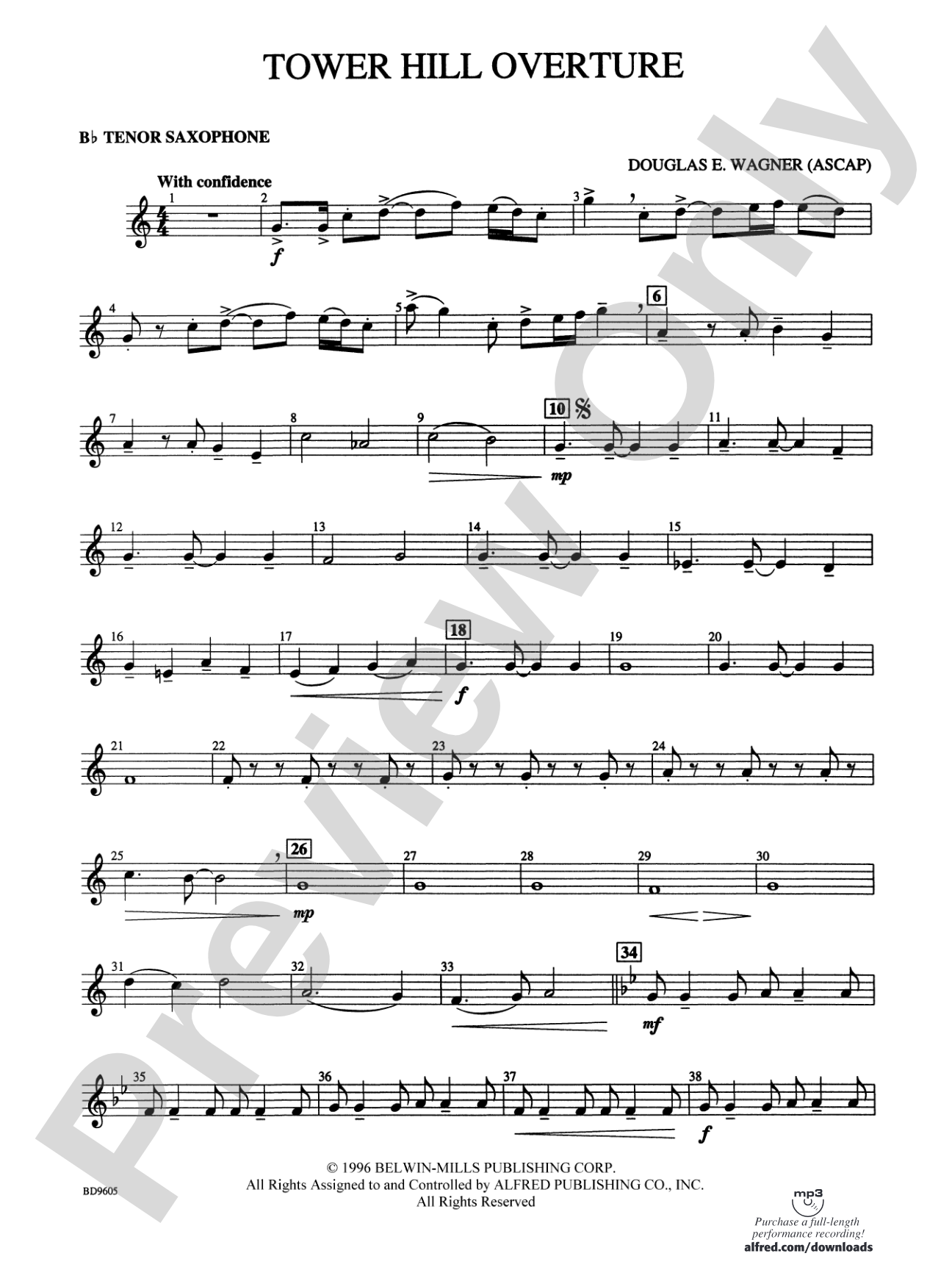 Tower Hill Overture: B-flat Tenor Saxophone