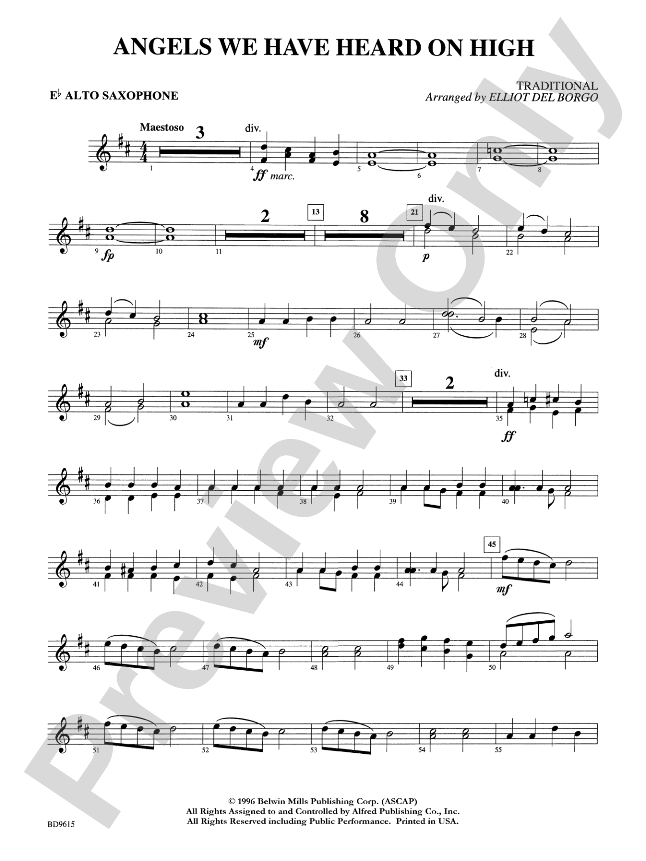 Angels We Have Heard on High: E-flat Alto Saxophone