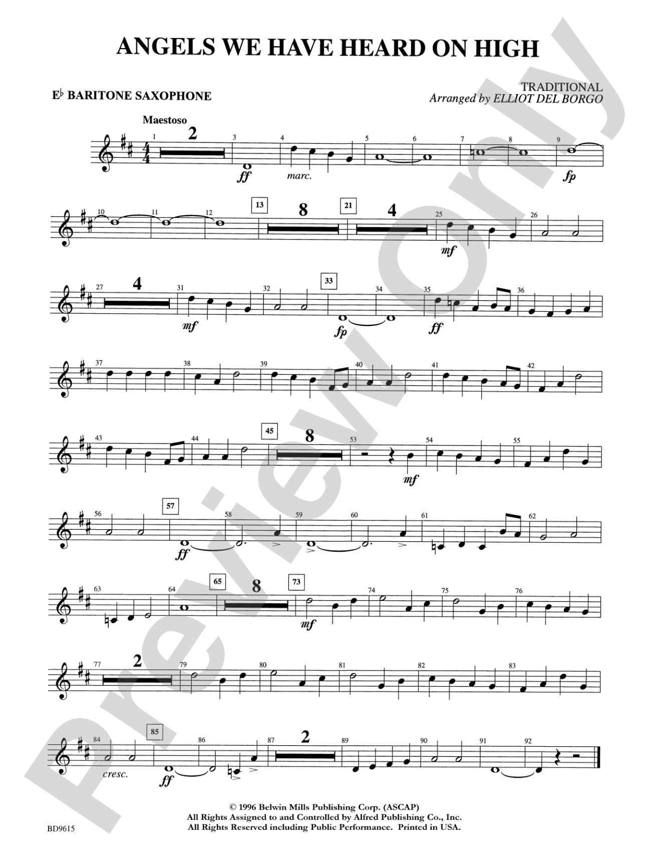 Angels We Have Heard on High: E-flat Baritone Saxophone