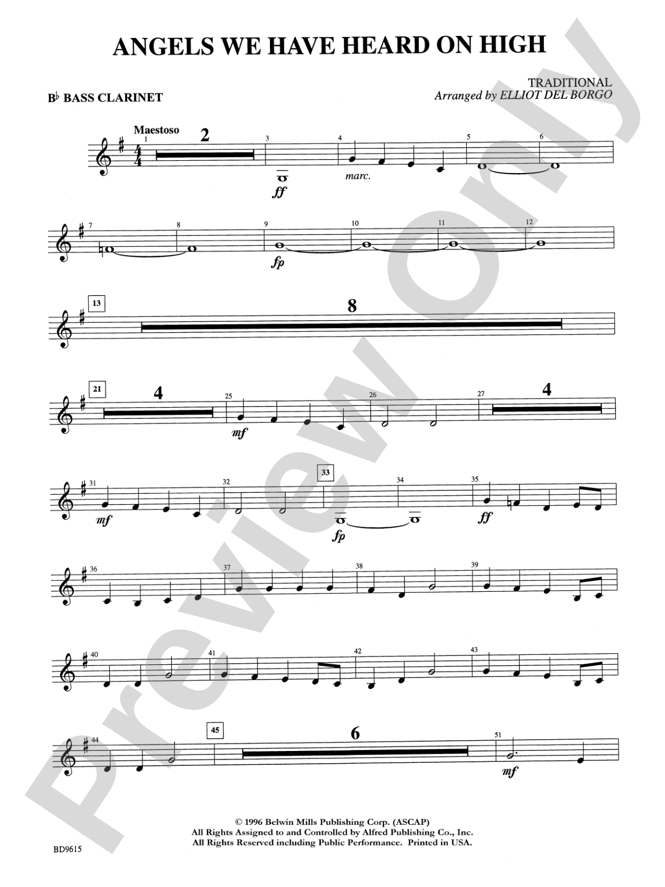 Angels We Have Heard on High: B-flat Bass Clarinet