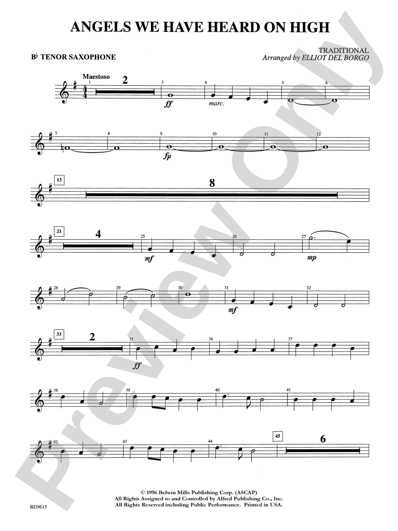 Angels We Have Heard on High: B-flat Tenor Saxophone